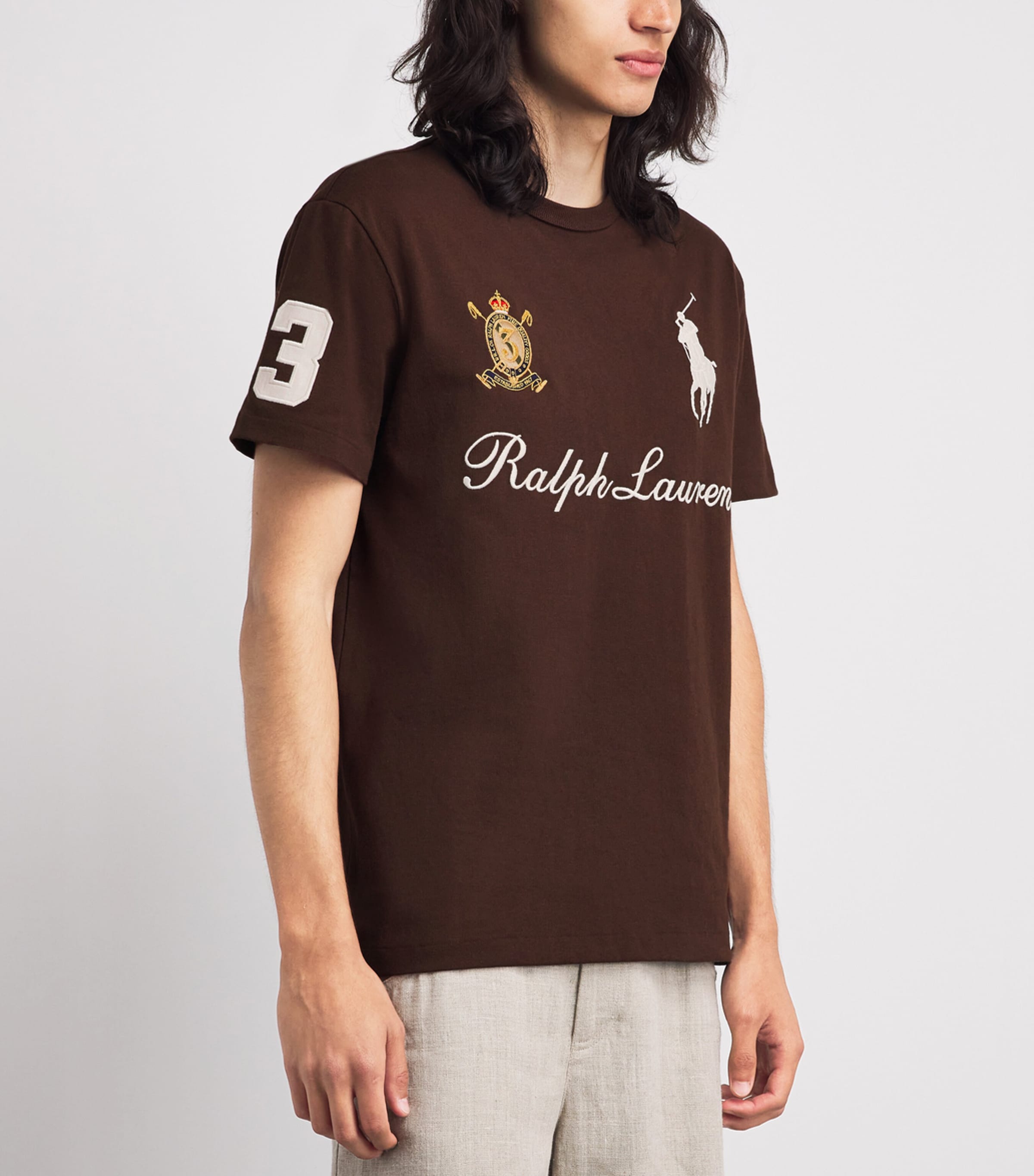 Polo Ralph Lauren Mens Signature Logo T-Shirt Nutmeg Brown Image 4