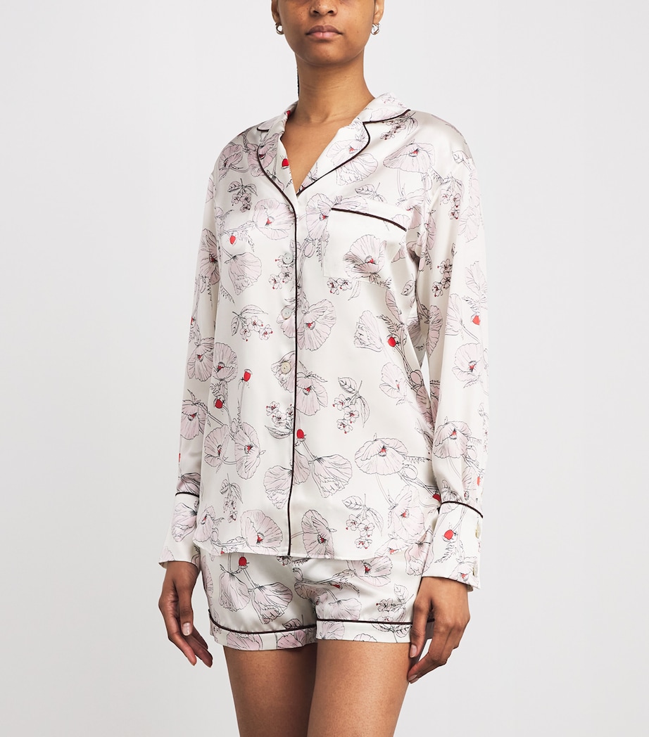 Olivia von Halle Womens Silk Poppies Alba Pyjama Set Rosalia Image 2