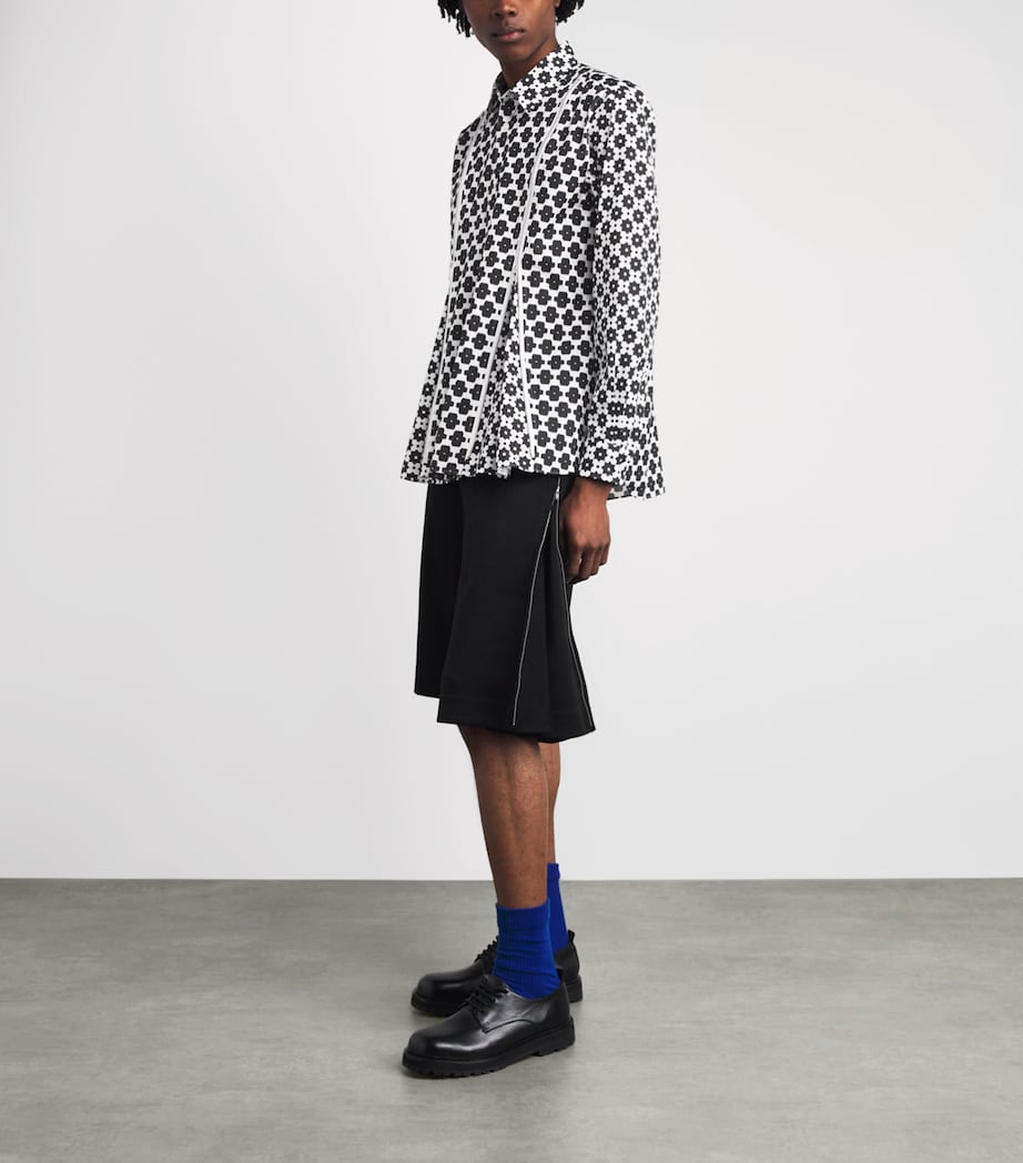 Comme Des Garçons Homme Plus Mens Cotton Floral Zip-Detail Shirt White/black Image 2