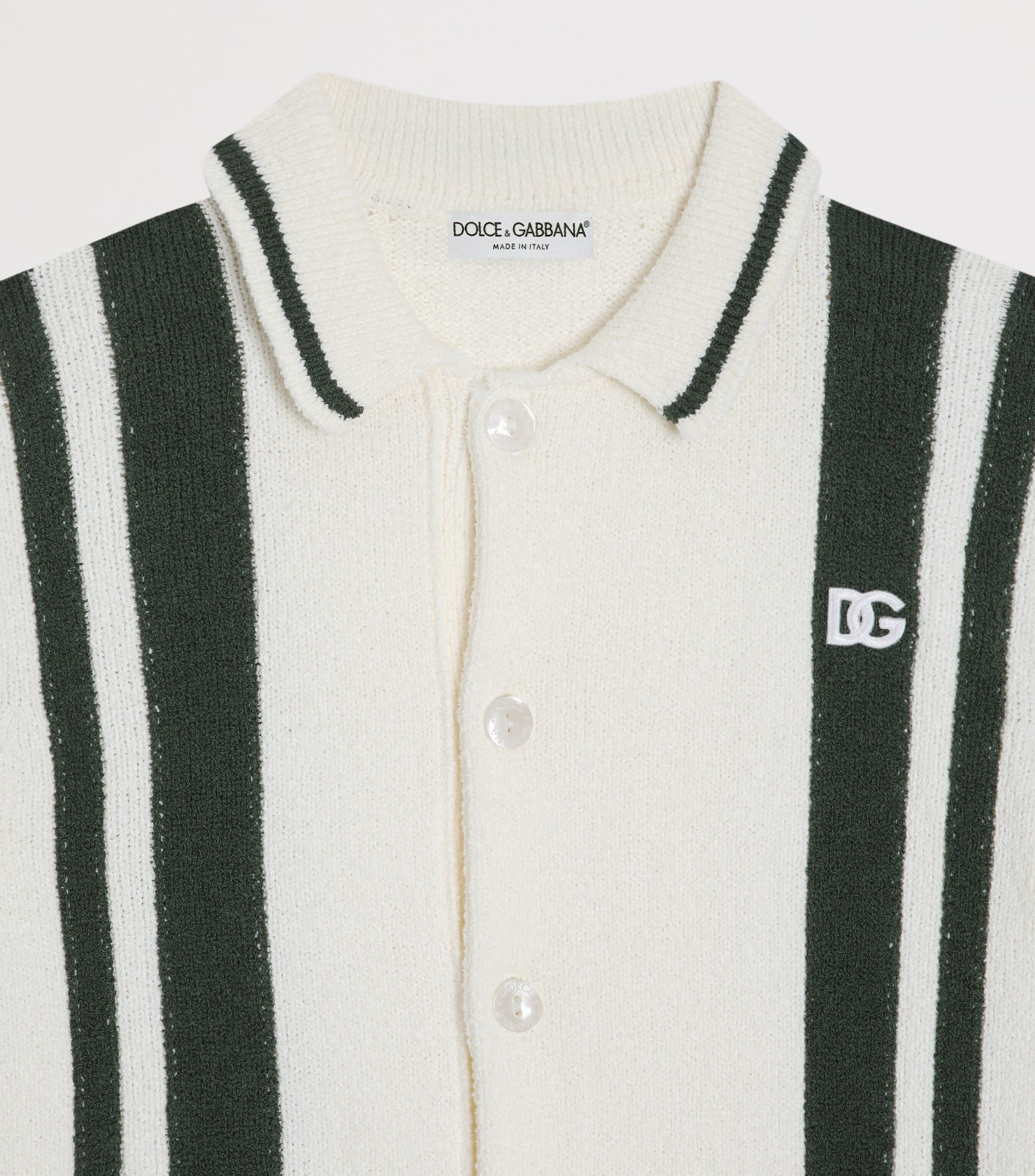 Dolce&Gabbana Kids Knitted Stripe Shirt (8-12+ Years) Panna/verdone Image 3
