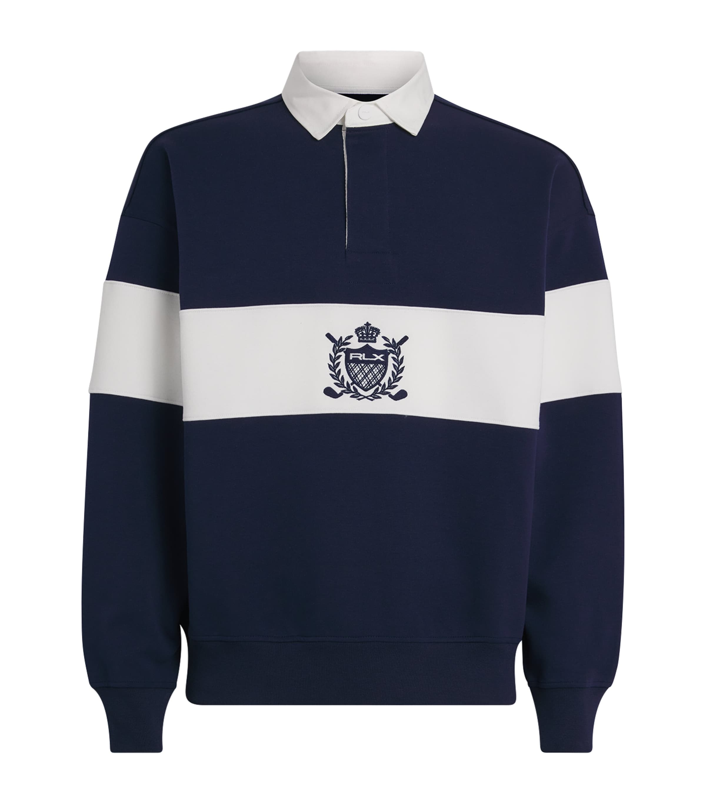 RLX Ralph Lauren Navy Crest Relaxed Rugby Shirt | Harrods US