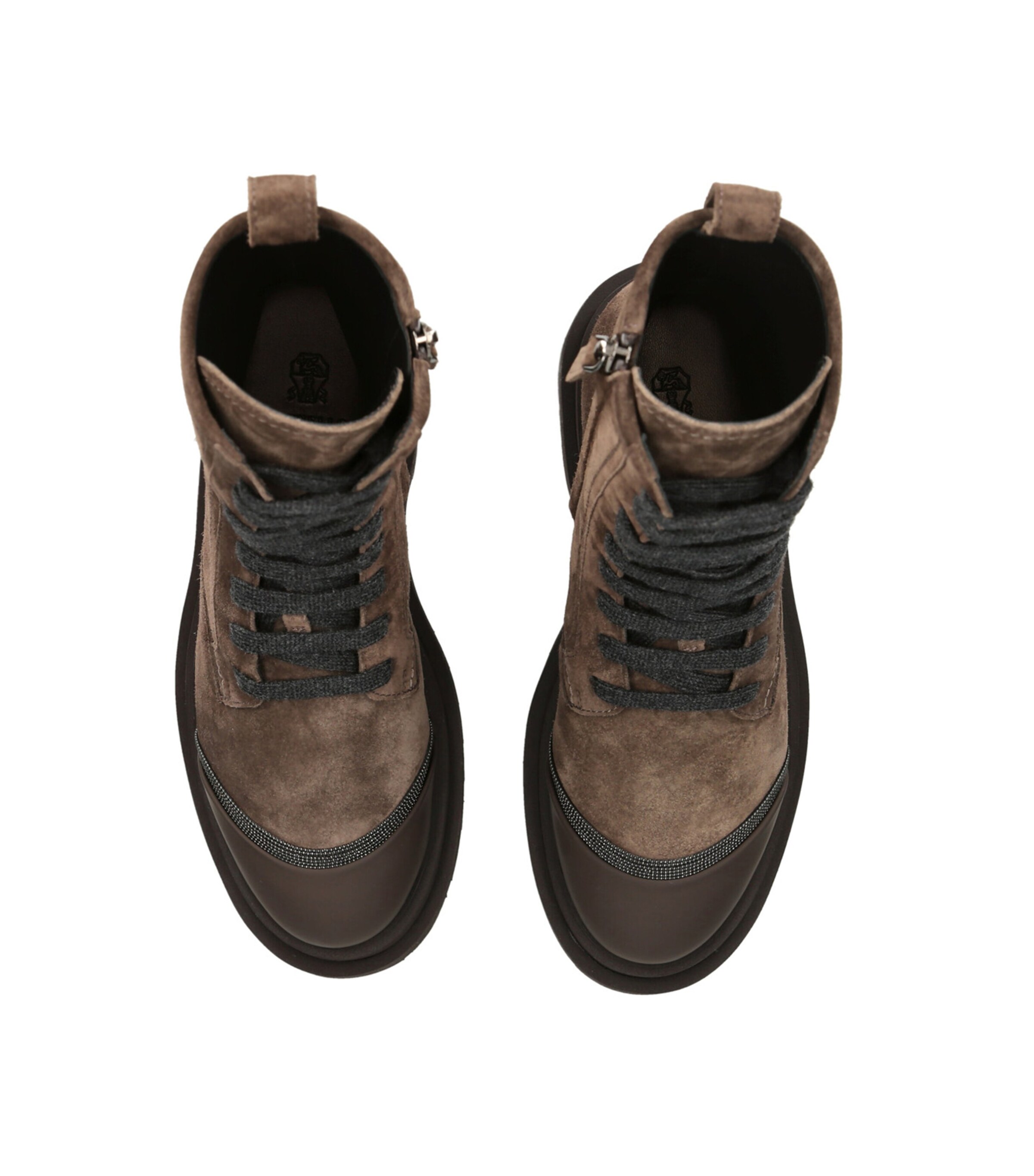 Brunello Cucinelli Suede Lace-Up Boots Dark Brown Image 4