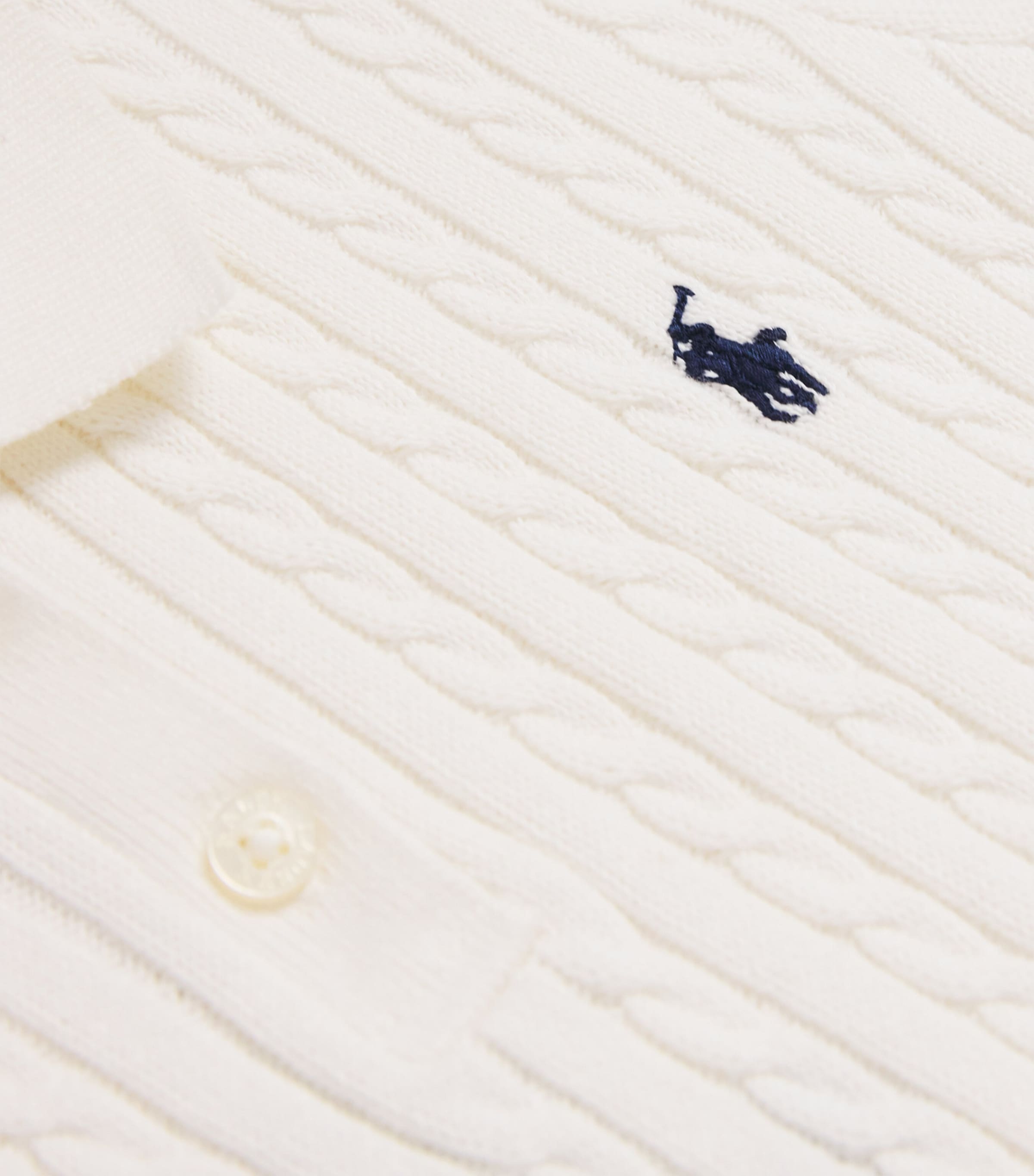 Cotton Cable-Knit Polo Shirt (2-6 Years) WHITE Image 4