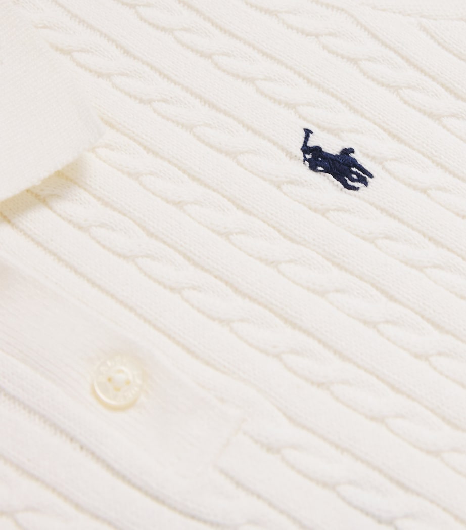 Cotton Cable-Knit Polo Shirt (2-6 Years) WHITE Image 4
