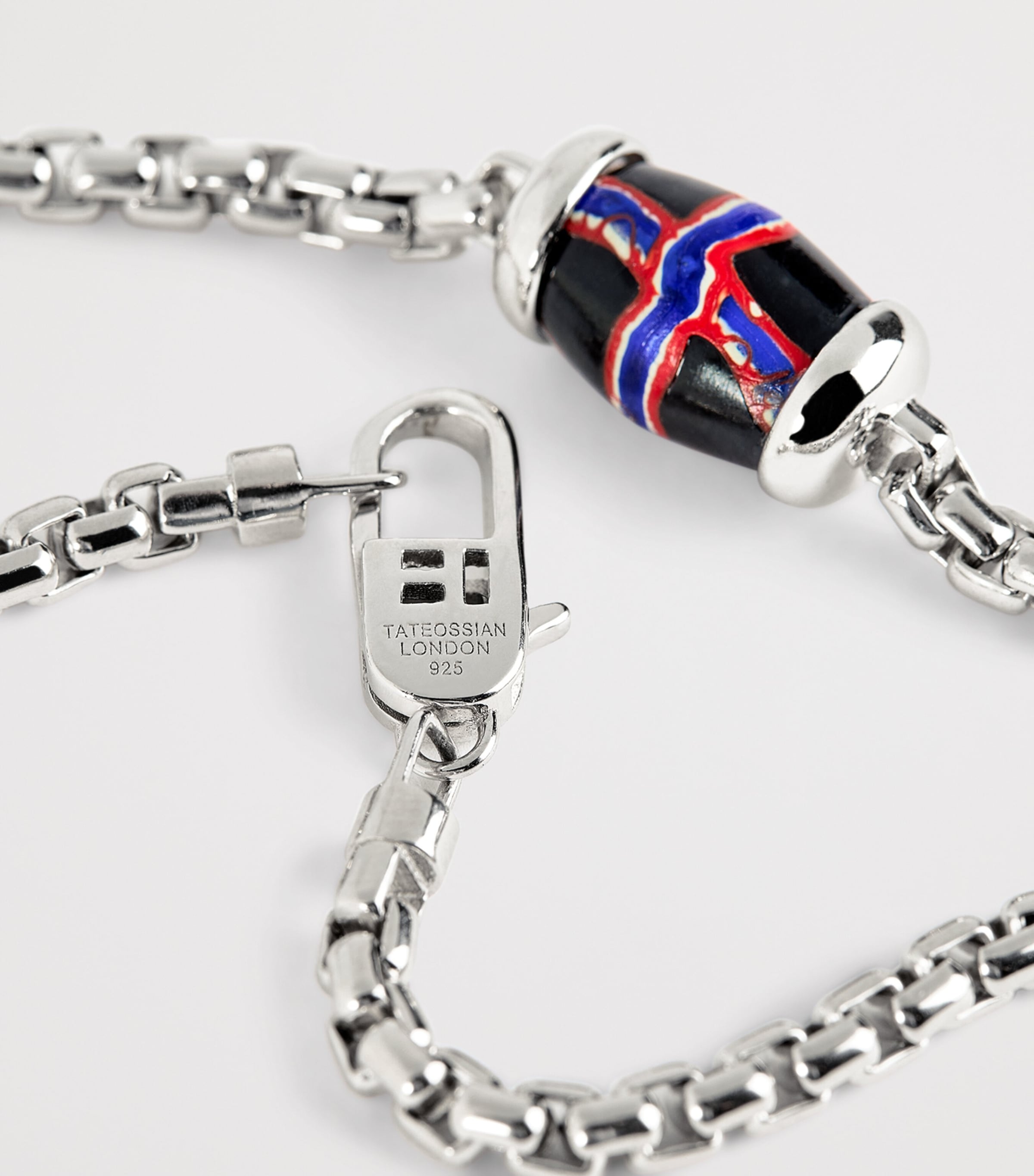 Sterling Silver French Cross Chain Bracelet BLACK Image 4