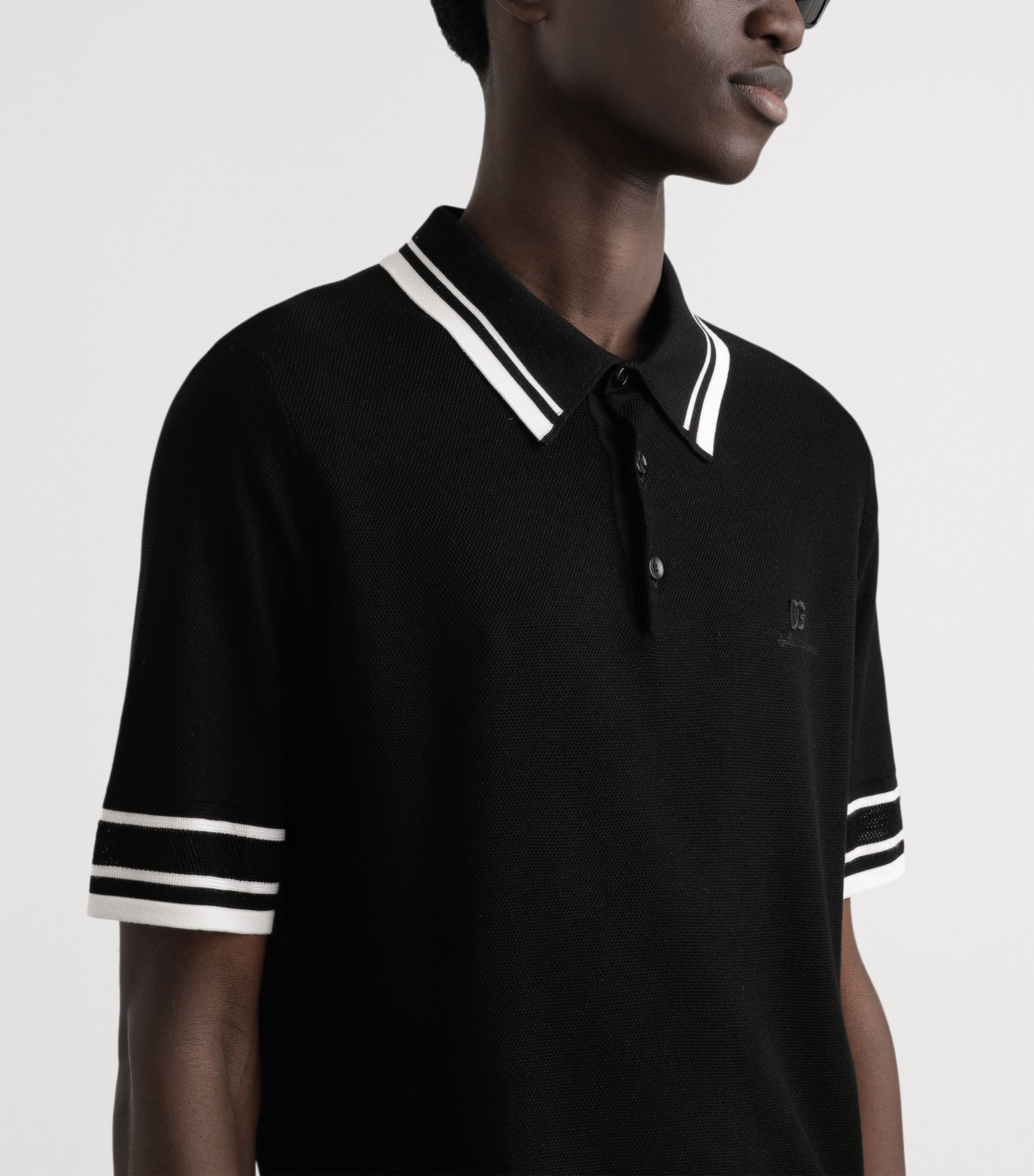 Silk-Blend Polo Shirt N0000-BLACK Image 3