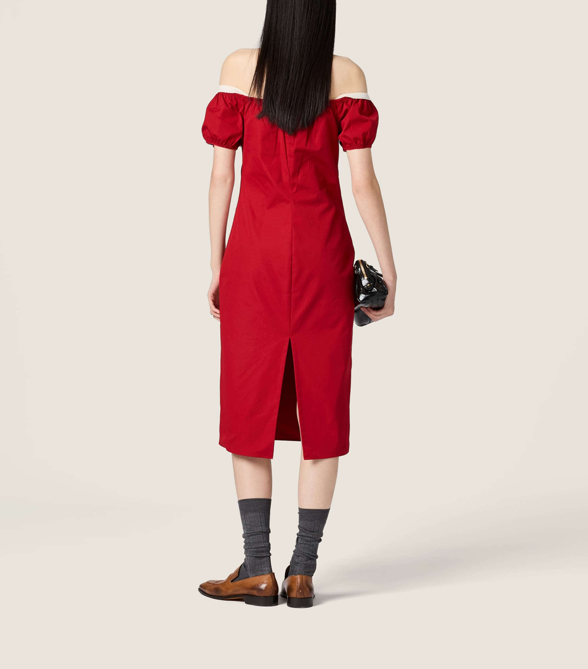 Miu Miu Womens Cotton Logo Midi Dress Image 3