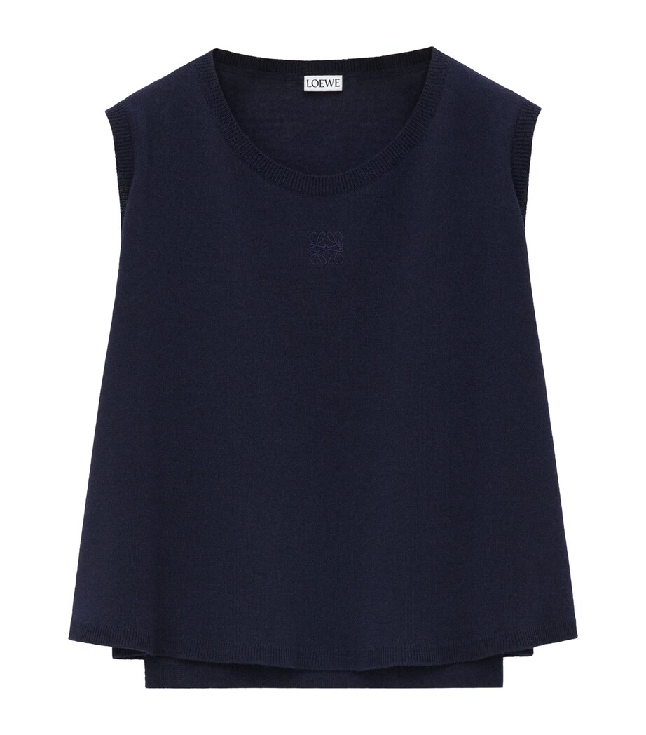 LOEWE Womens Sleeveless Trapeze Sweater Dark Navy Blue Image 1