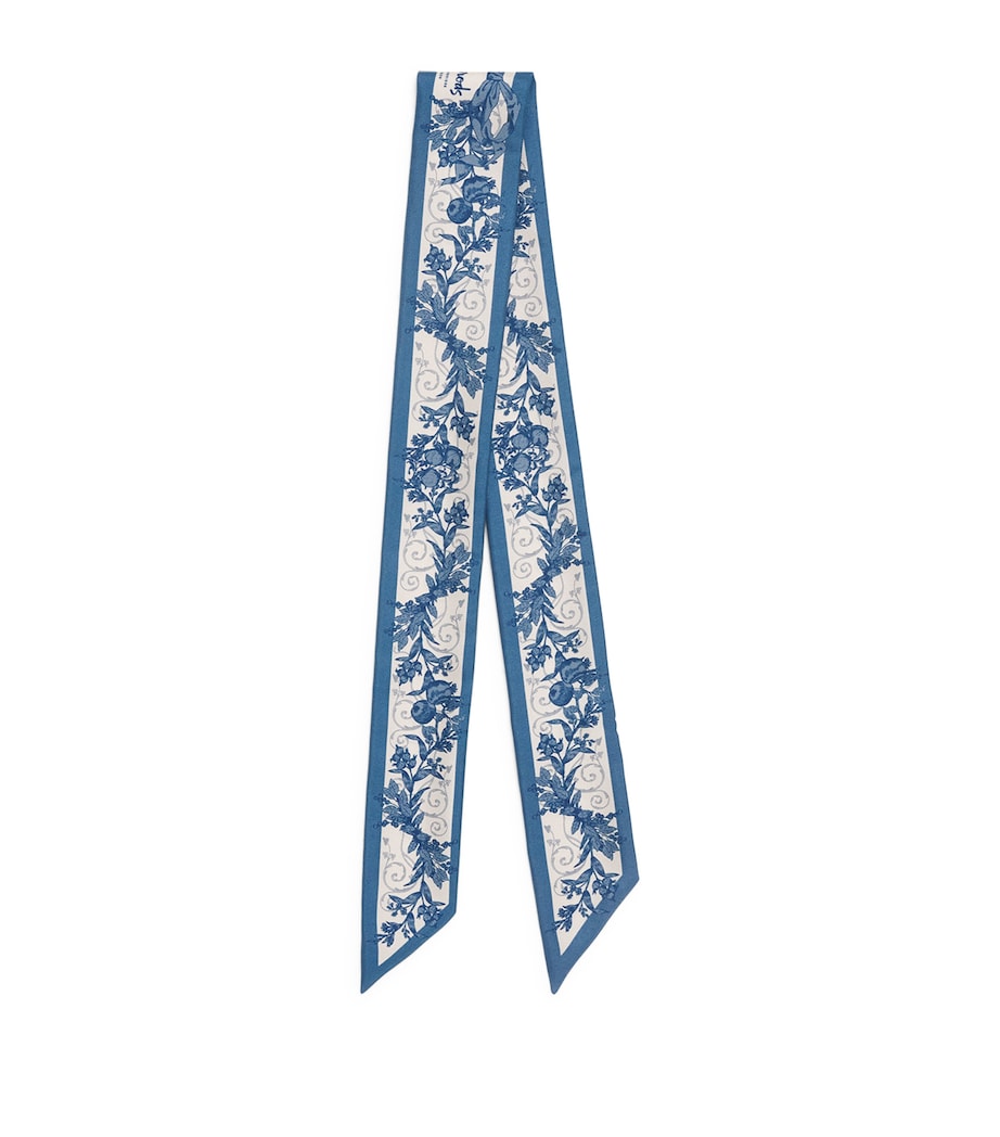 Harrods Silk Menagerie Print Scarf Blue Image 1