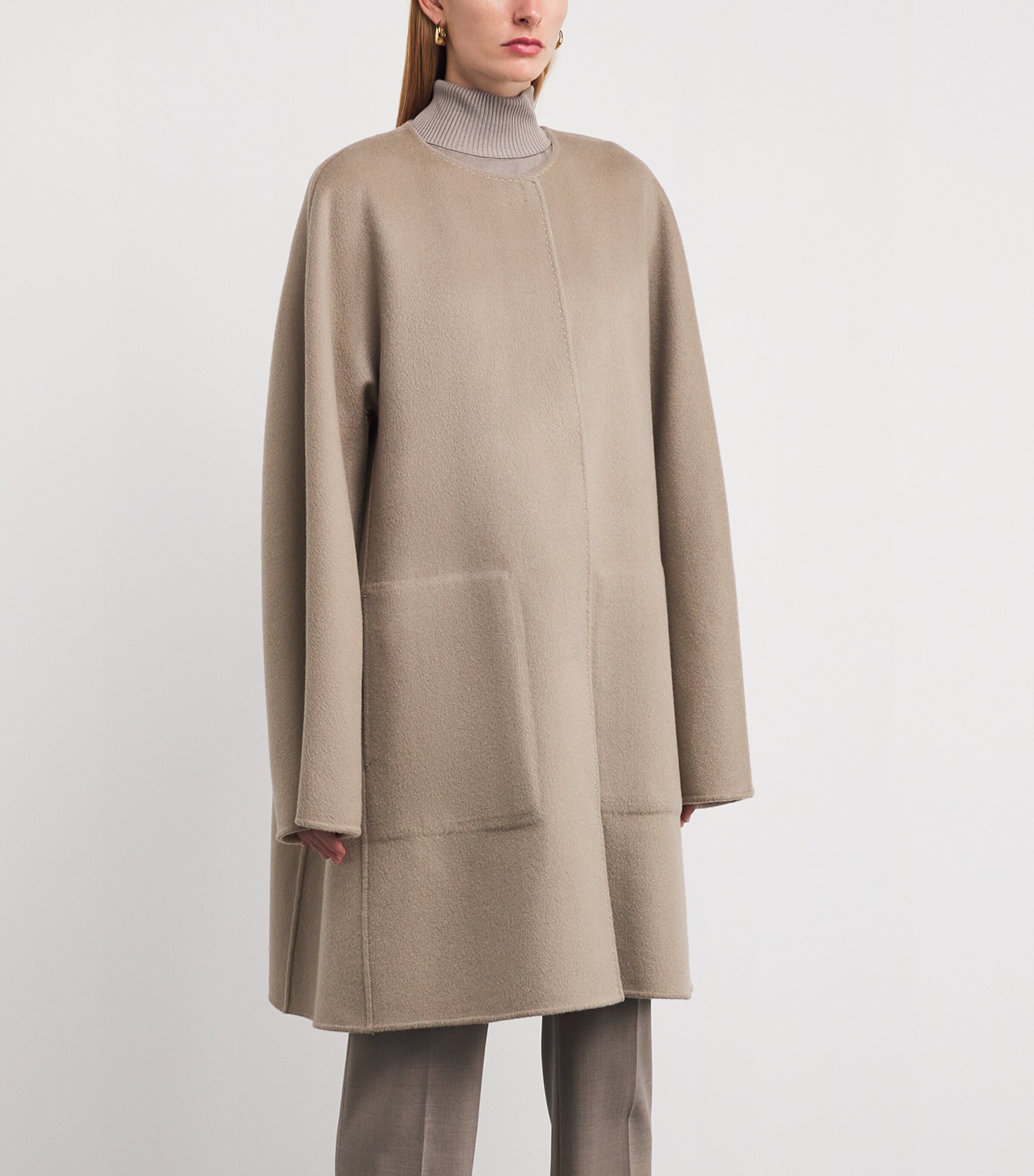 Lafayette 148 Womens Cashmere Reversible Scarf Coat Oatml Mln/hc Image 3