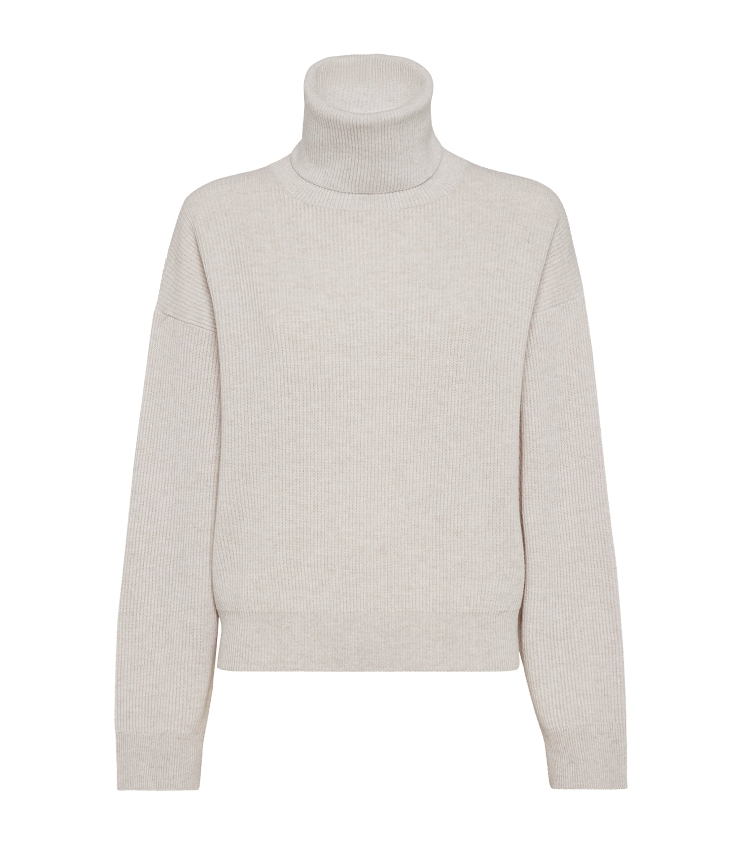 Brunello Cucinelli Virgin Wool-cashmere-silk Rollneck Sweater In White