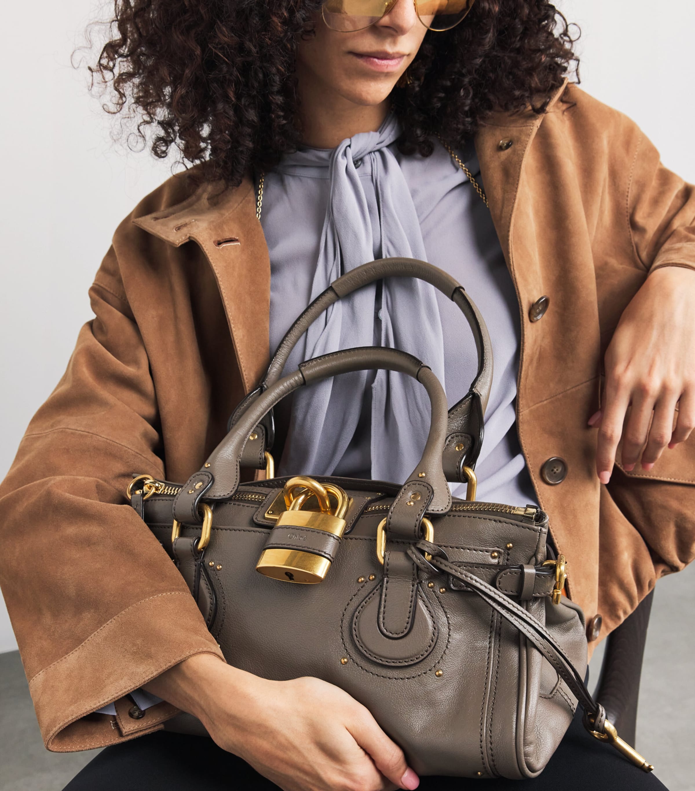 Chloé Leather Paddington Top-Handle Bag Flannel Grey Image 2