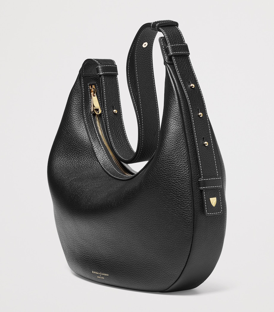 Leather Hudson Crescent Cross-Body Bag BLACK Image 3