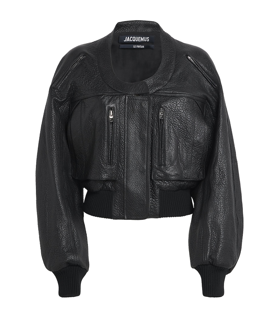 Gained Leather Bomber Jacket 990 BLACK Image 1