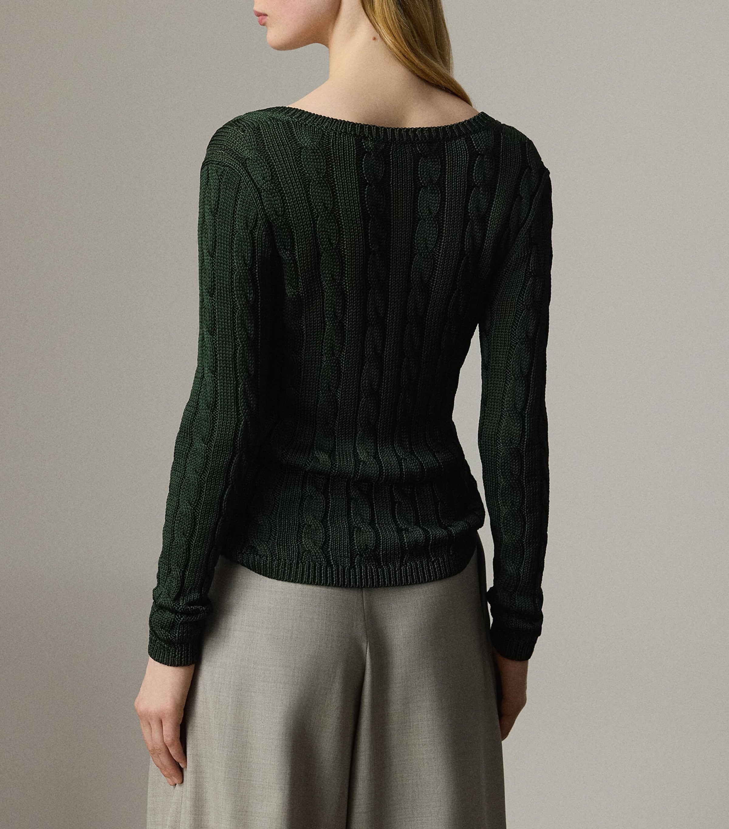 Silk V-Neck Sweater DARK RACING GREEN Image 3