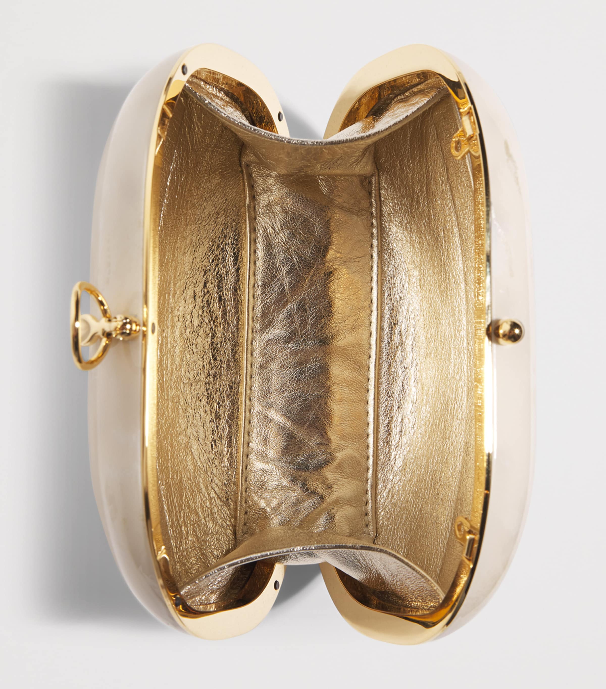 Jeffrey Levinson Oval Elina Clutch Bag Cream & Gold Image 5