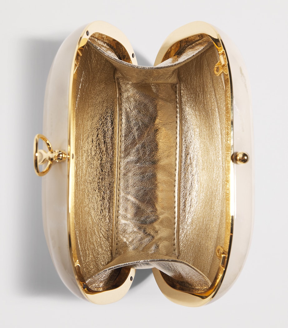 Jeffrey Levinson Oval Elina Clutch Bag Cream & Gold Image 5
