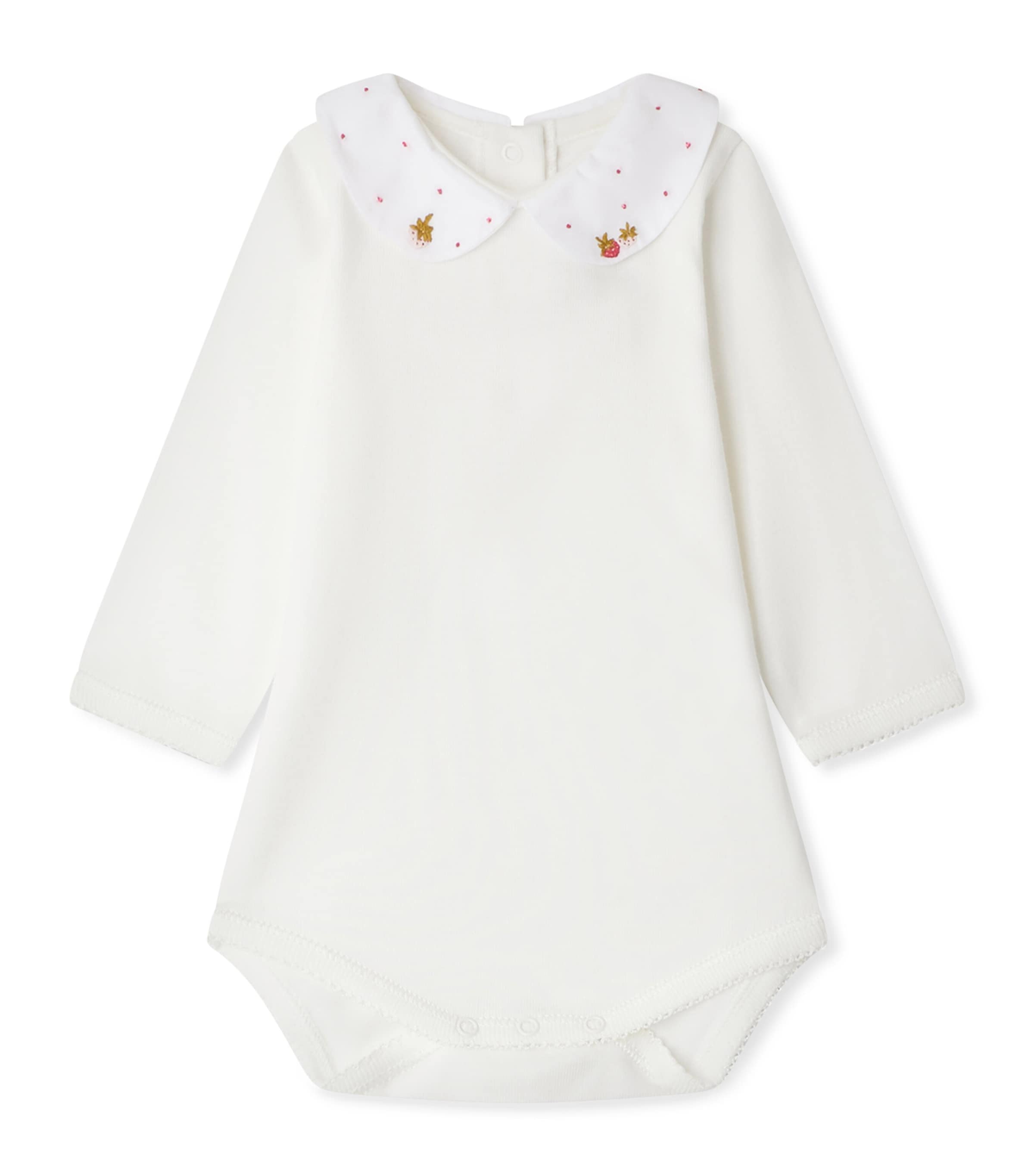 Bonpoint Kids' Organic Cotton Collared Bodysuit In White