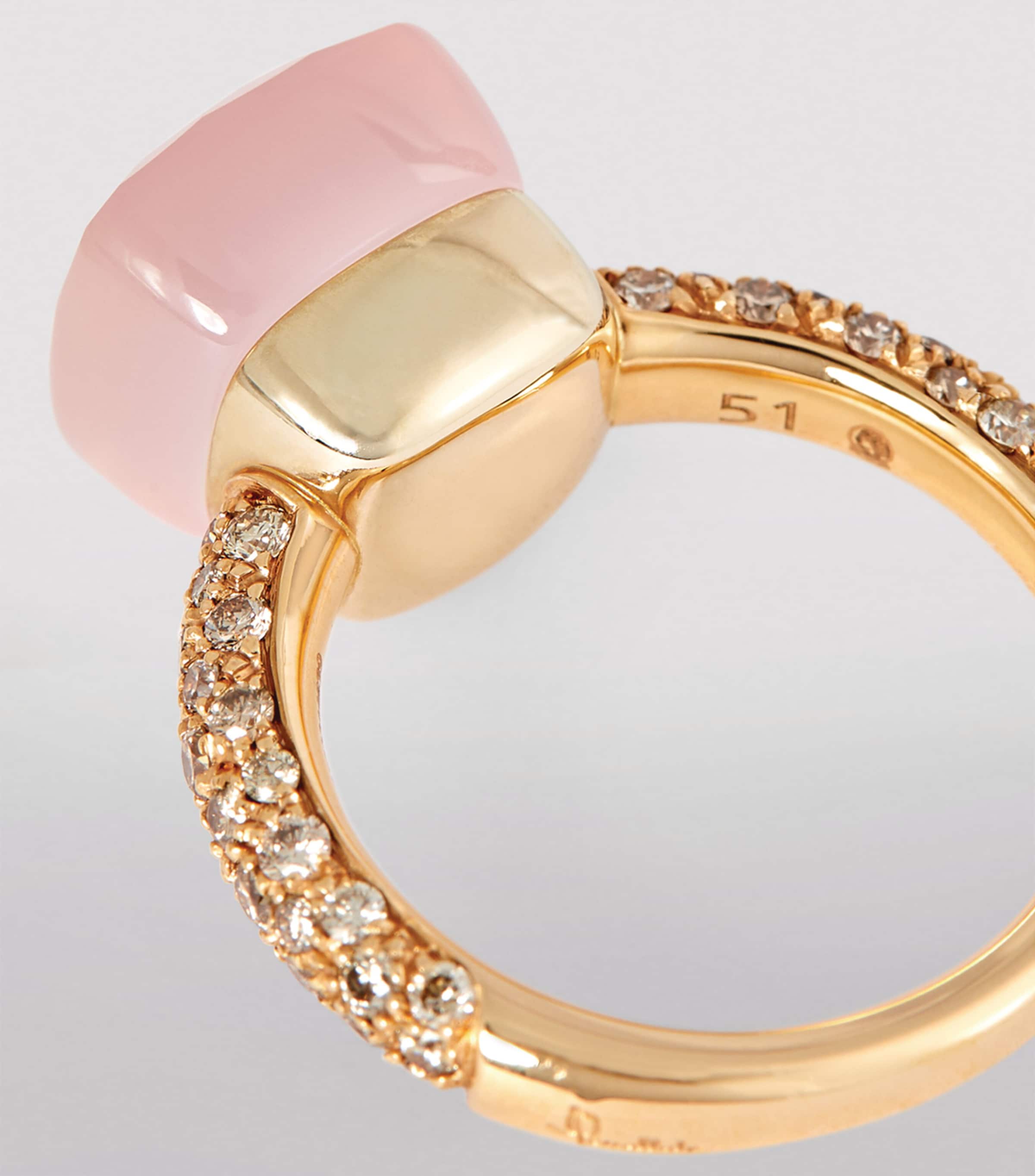 Mixed Gold, Brown Diamond, Chalcedony and Pink Quartz Nudo Ring BRCQR Image 6