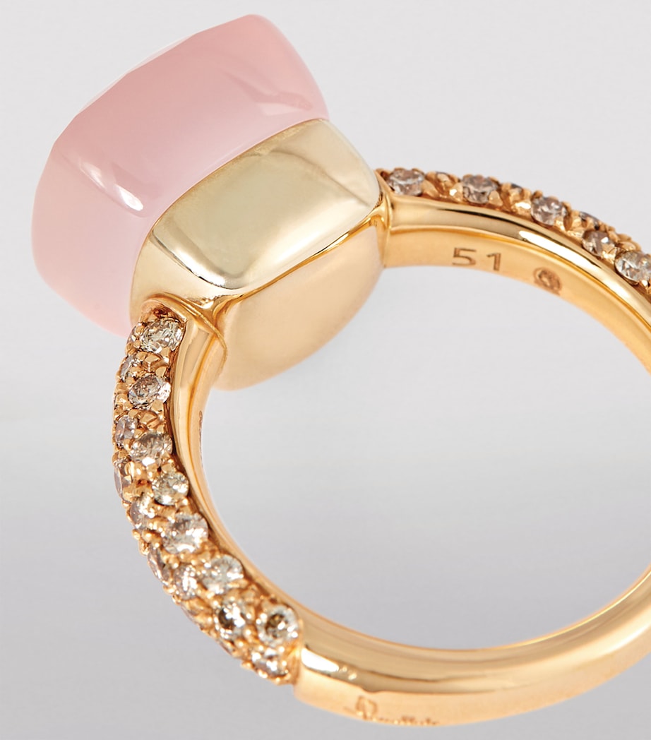 Mixed Gold, Brown Diamond, Chalcedony and Pink Quartz Nudo Ring BRCQR Image 6