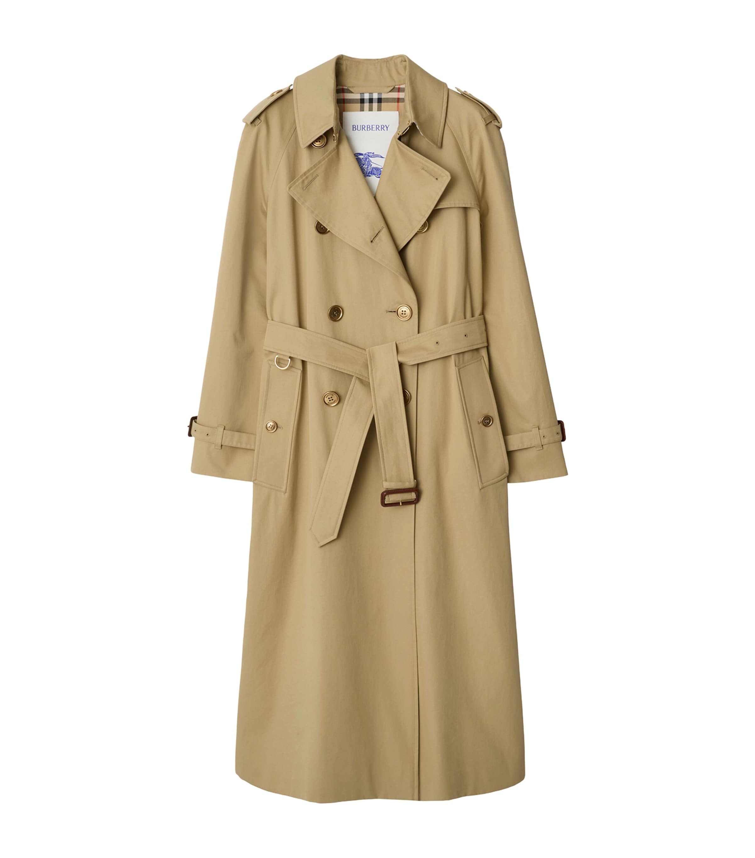 Burberry Waterloo Beige Double-breasted Trench Coat With Classic Collar And Belt Closure In Cotton Woman In Brown