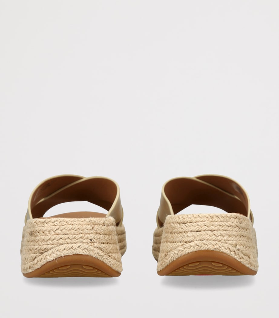 FitFlop Leather F-Mode Flatform Slides Gold Image 2