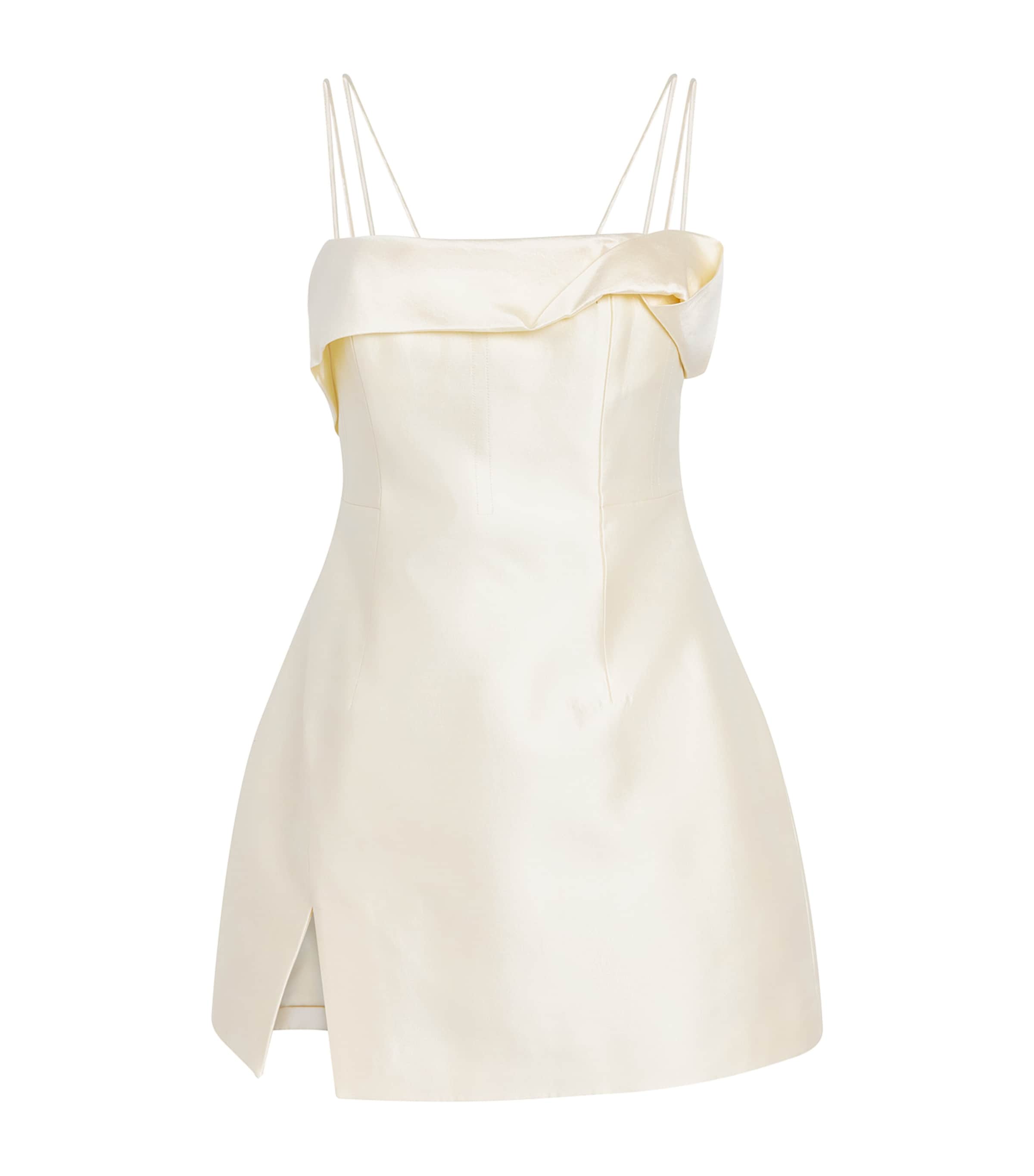 Rachel Gilbert Womens Wool-Silk Satin Bronte Mini Dress Ivory Image 1