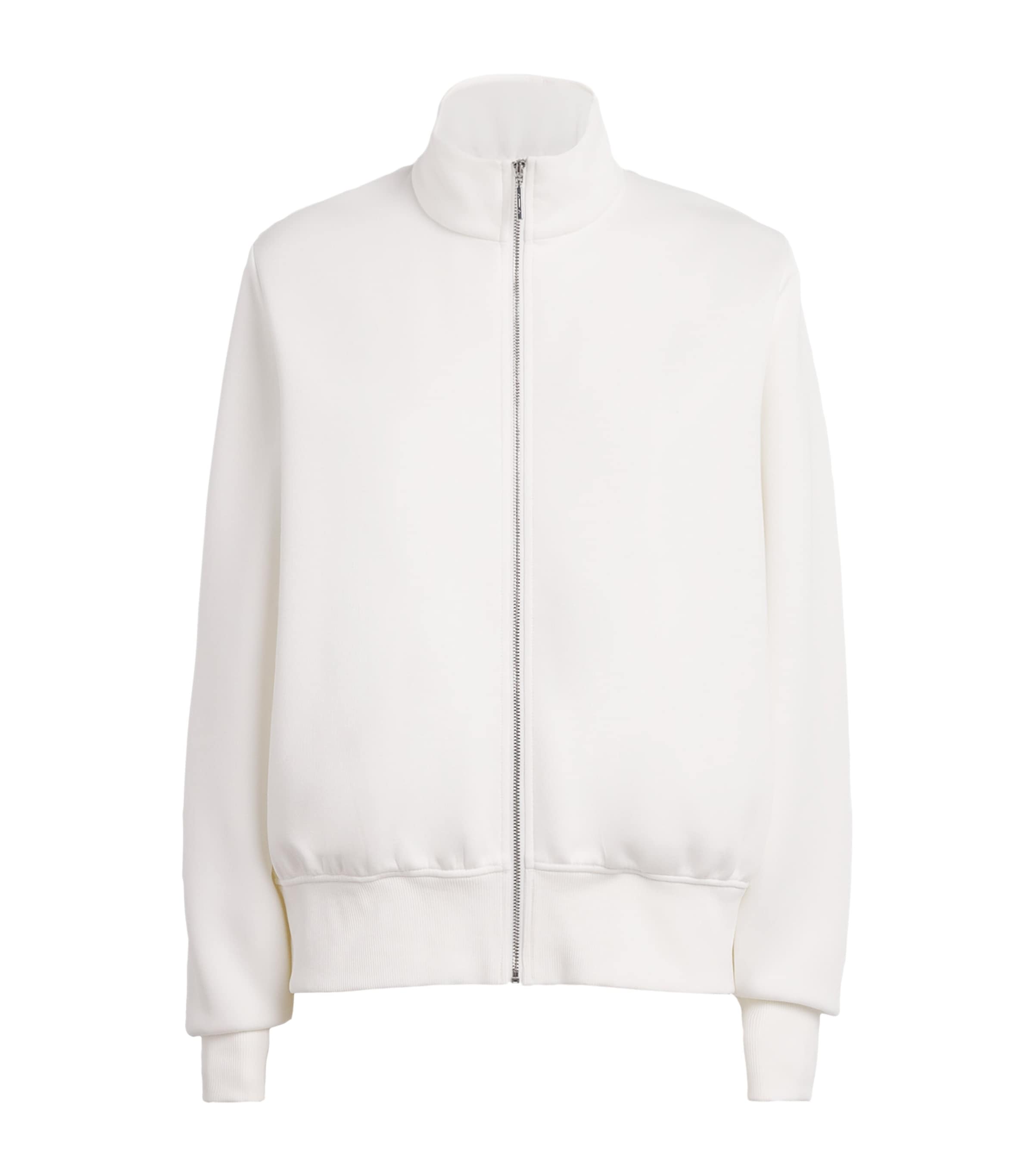 MM Womens Cotton-Silk-Blend Zip-Up Sweatshirt White Image 1