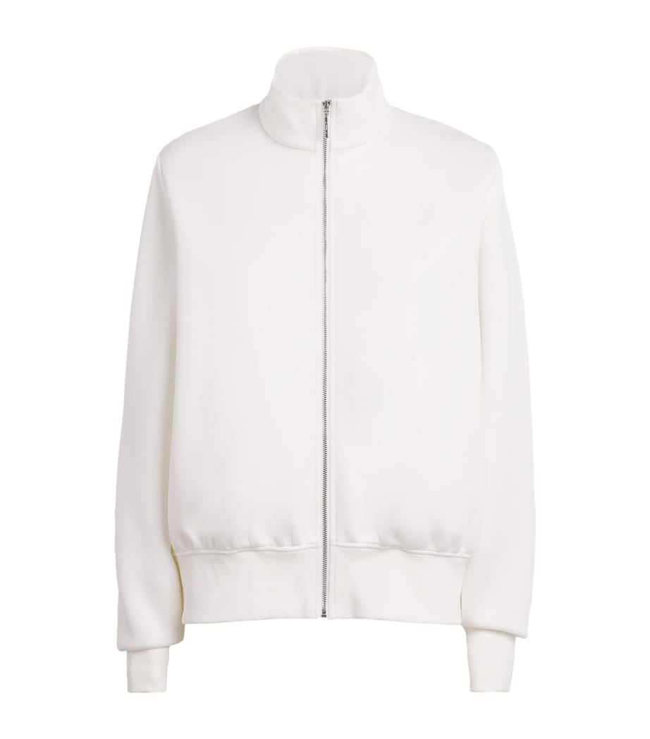 MM Womens Cotton-Silk-Blend Zip-Up Sweatshirt White Image 1