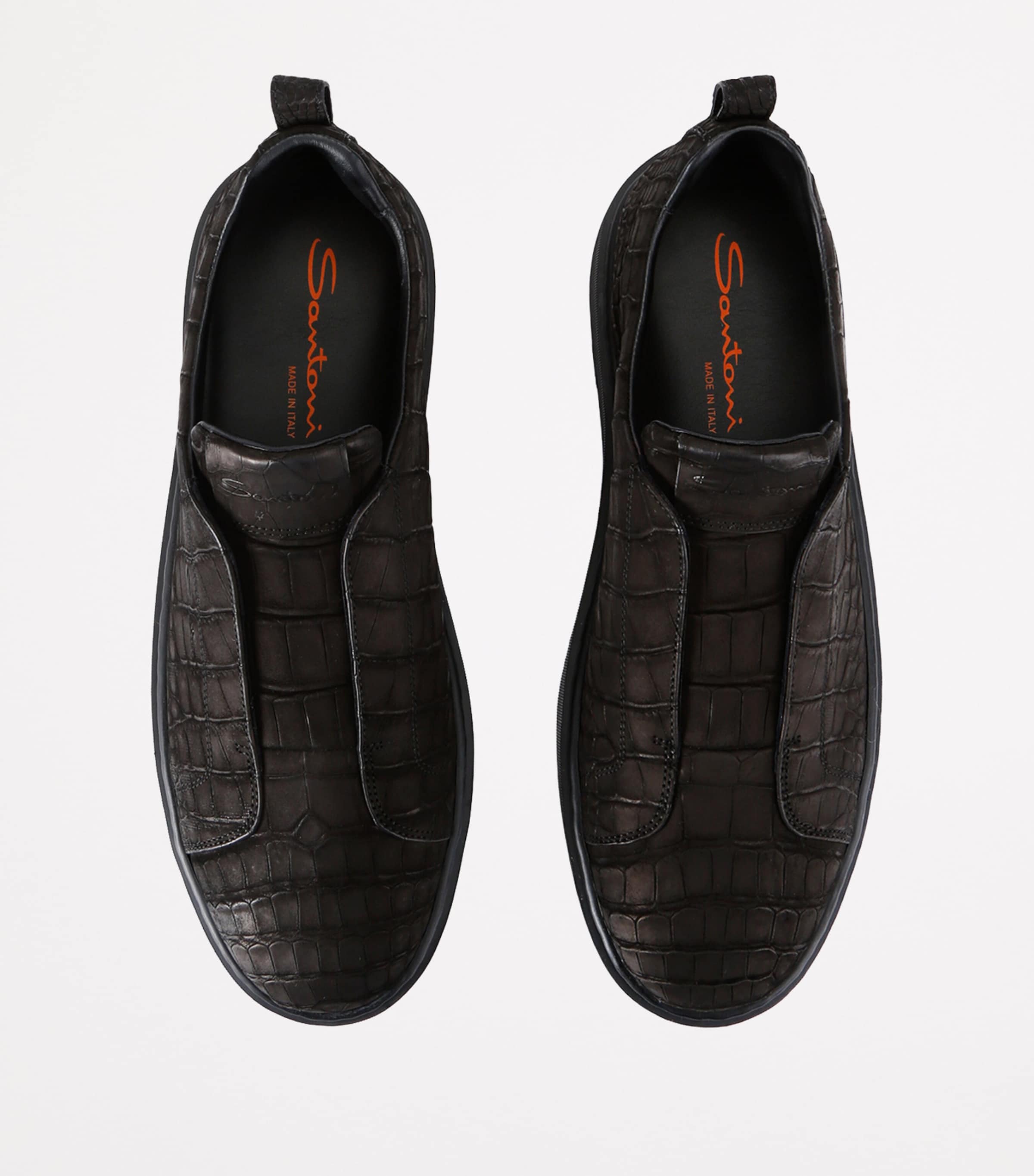 Santoni Black Crocodile Leather Clean Icon Sneakers | Harrods US