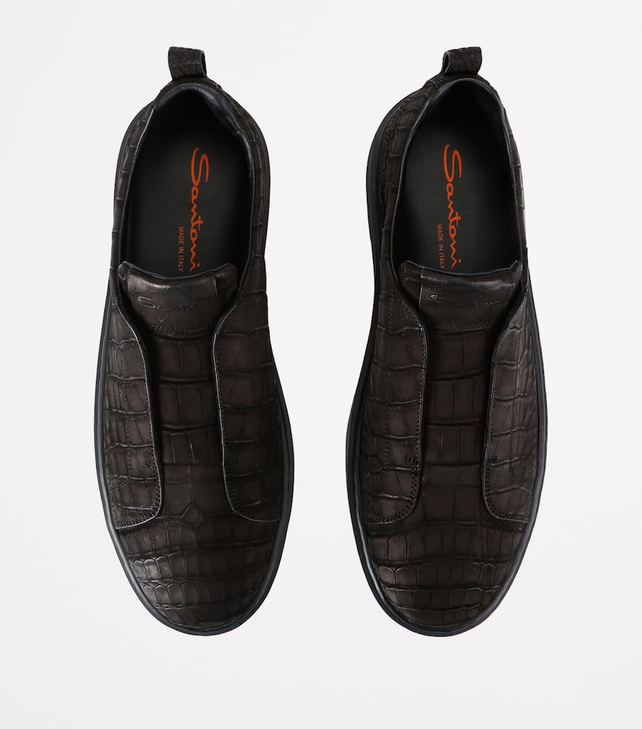 Crocodile Leather Clean Icon Sneakers BLACK Image 4