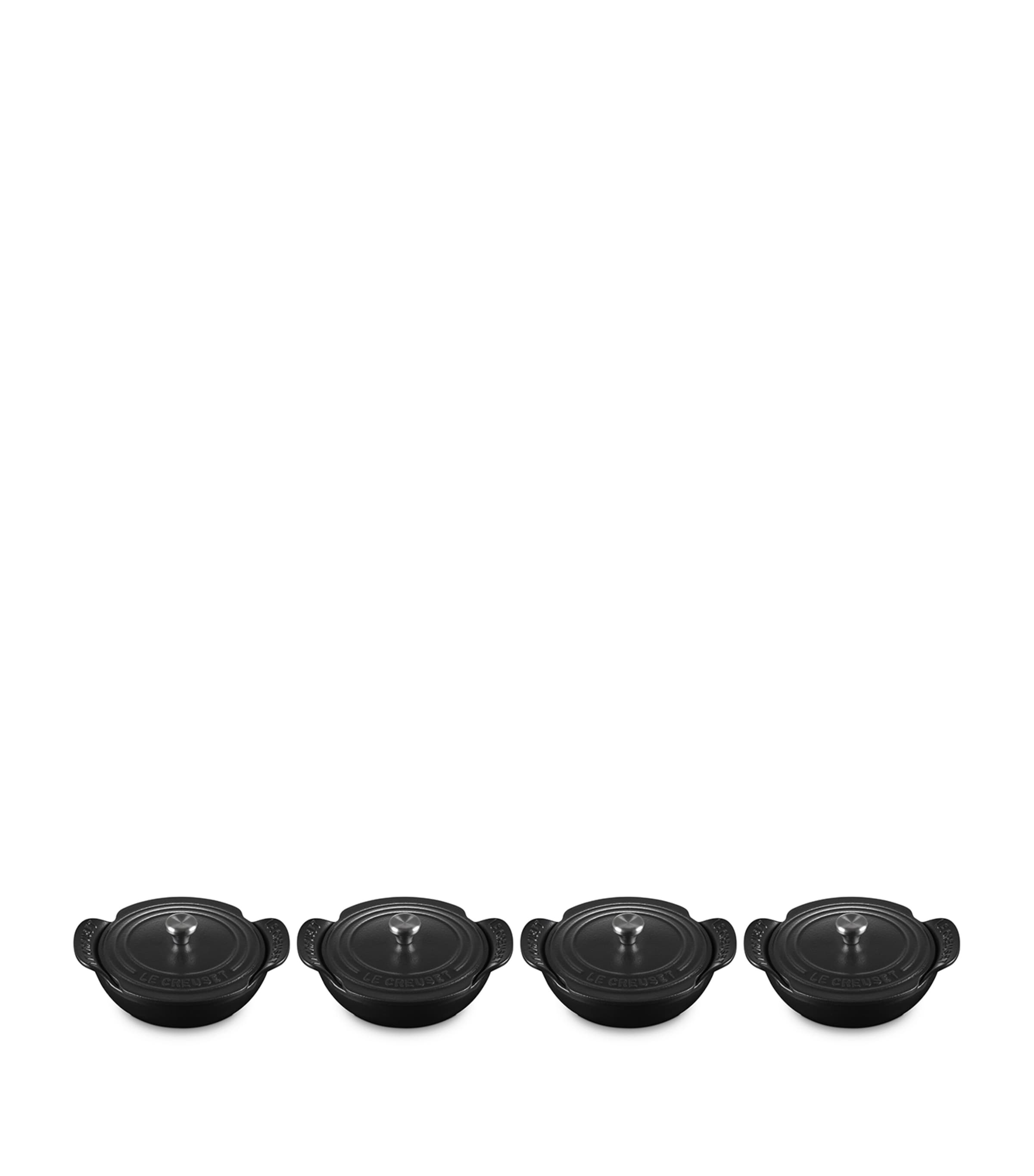 Set of 4 Cast Iron Gourmand Mini Braisers with Lids (13cm) NO COLOUR Image 3