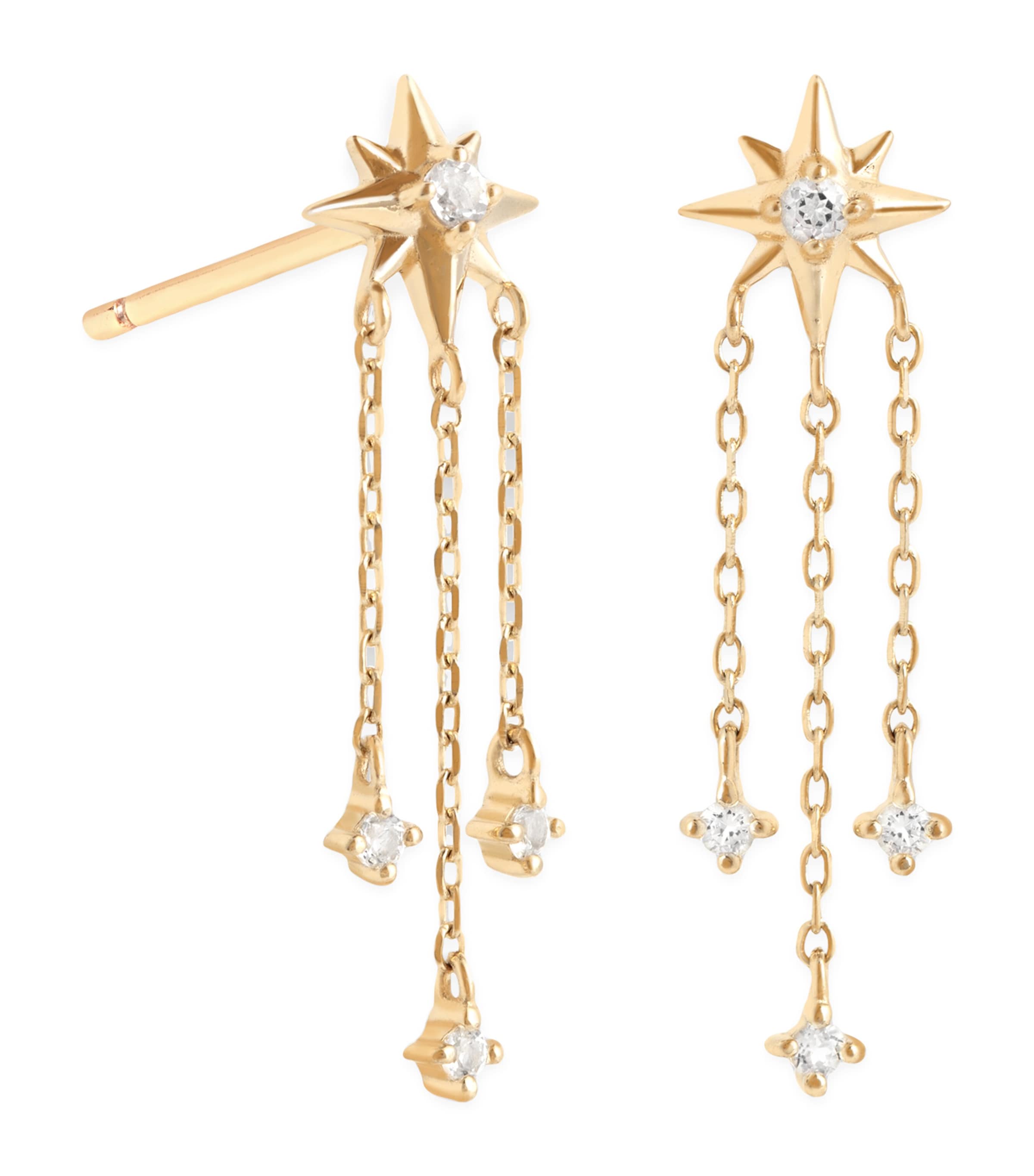 Astrid & Miyu Yellow Gold And White Topaz Shooting Star Earrings In Gold