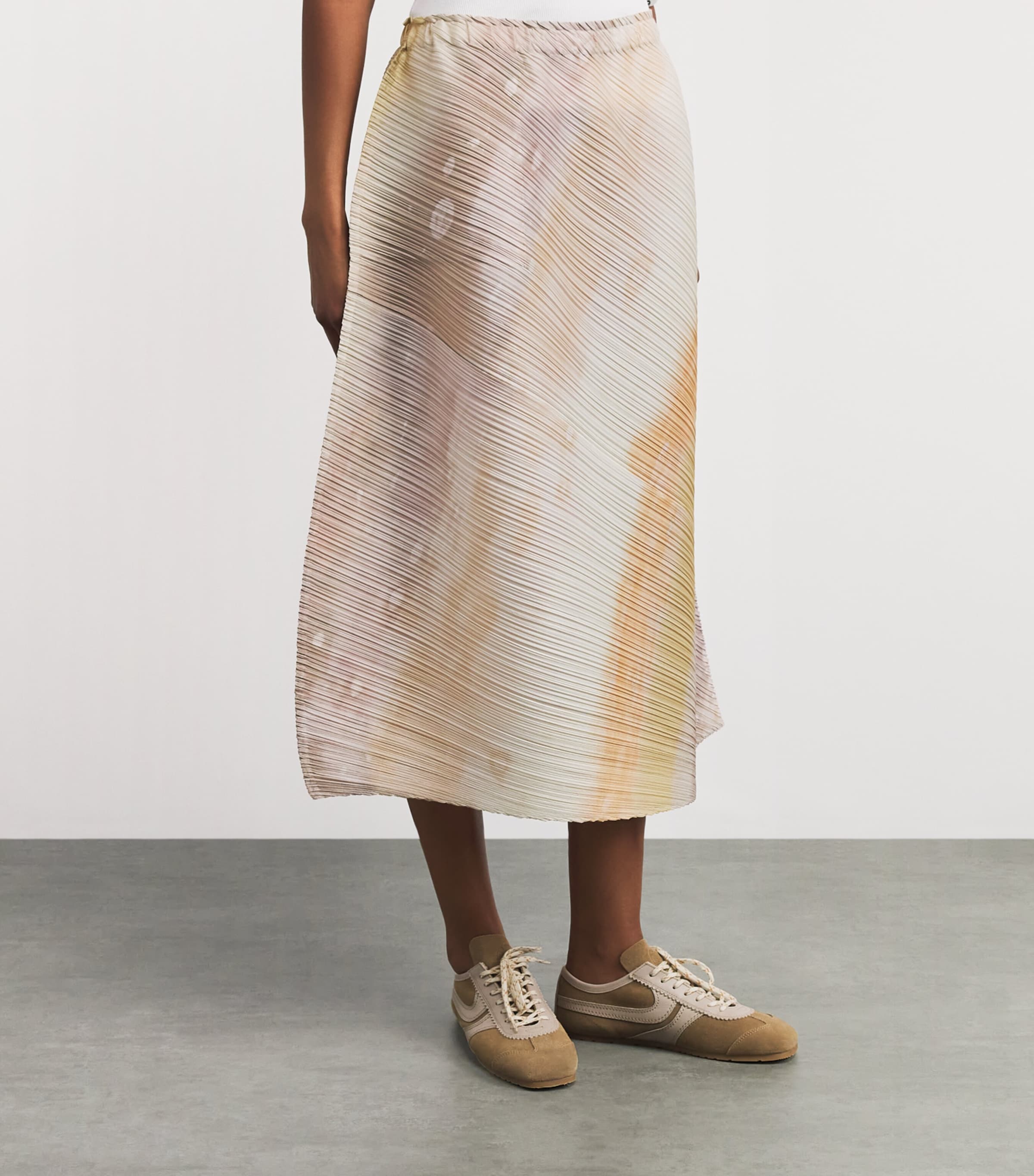 Pleats Please Issey Miyake Womens Sea Bubble Midi Skirt Greige Image 4