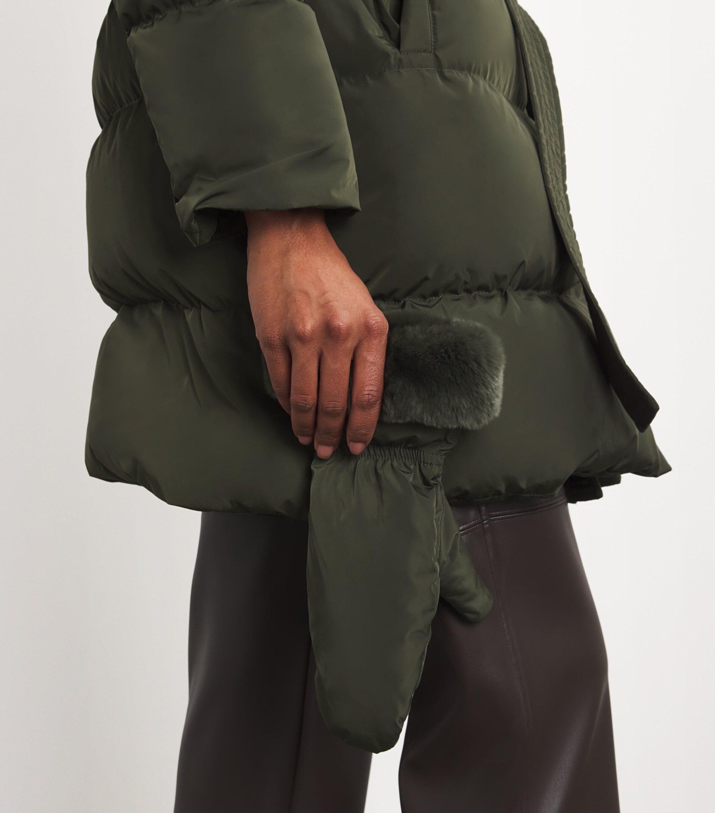 Yves Salomon Fur-Trim Down Coat with Mittens | Harrods UK