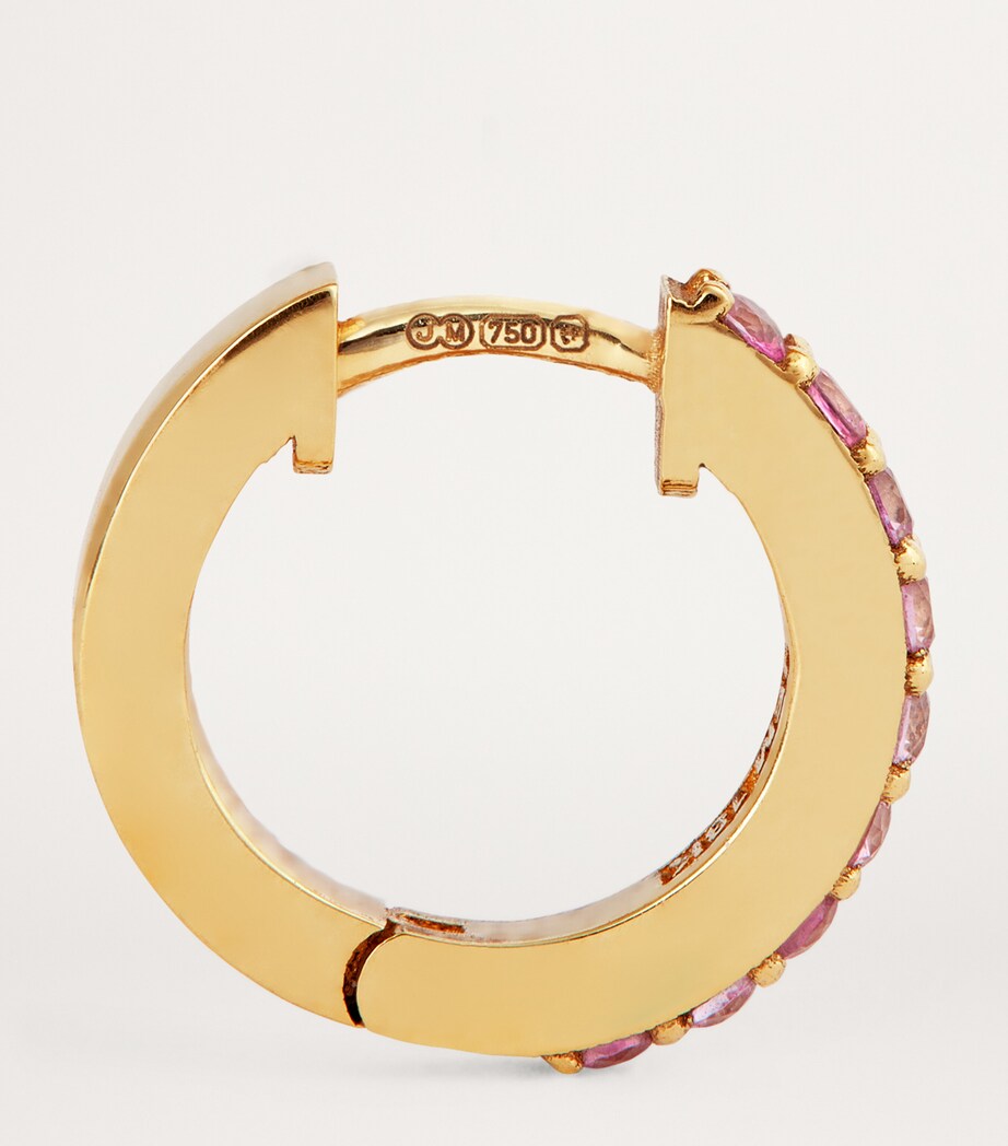 Jennifer Meyer Small Yellow Gold and Pink Sapphire Huggie Earrings Yellow Gold Image 4
