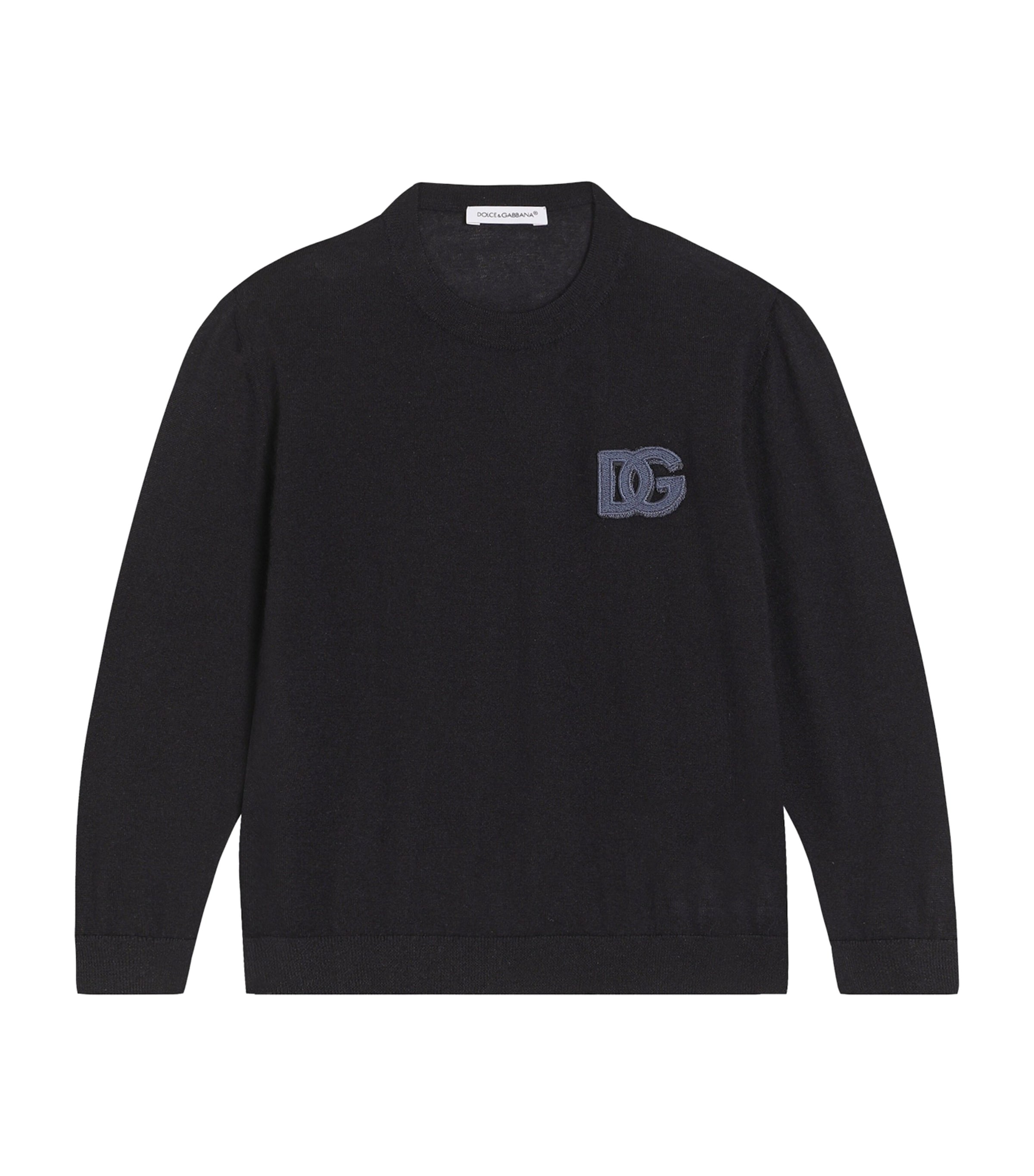 Dolce&Gabbana Kids Cashmere Logo Sweater (8-12+ Years) Very Dark Blue Image 1
