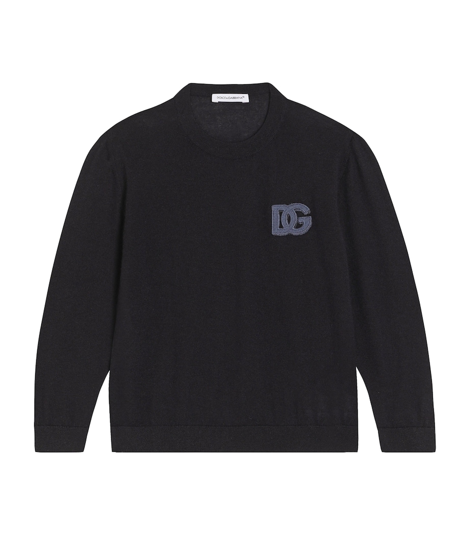 Dolce&Gabbana Kids Cashmere Logo Sweater (8-12+ Years) Very Dark Blue Image 1