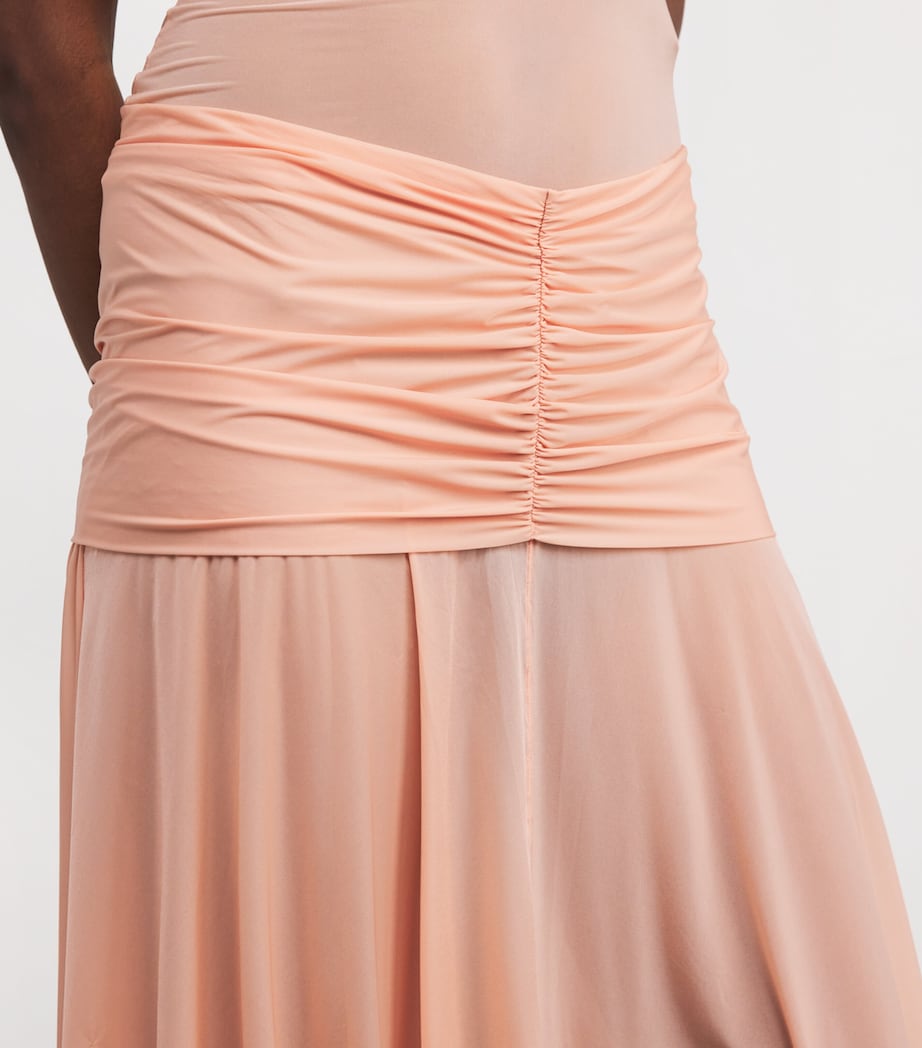 Stretch-Jersey Milky Sheer Midi Skirt DESERT CLAY Image 5