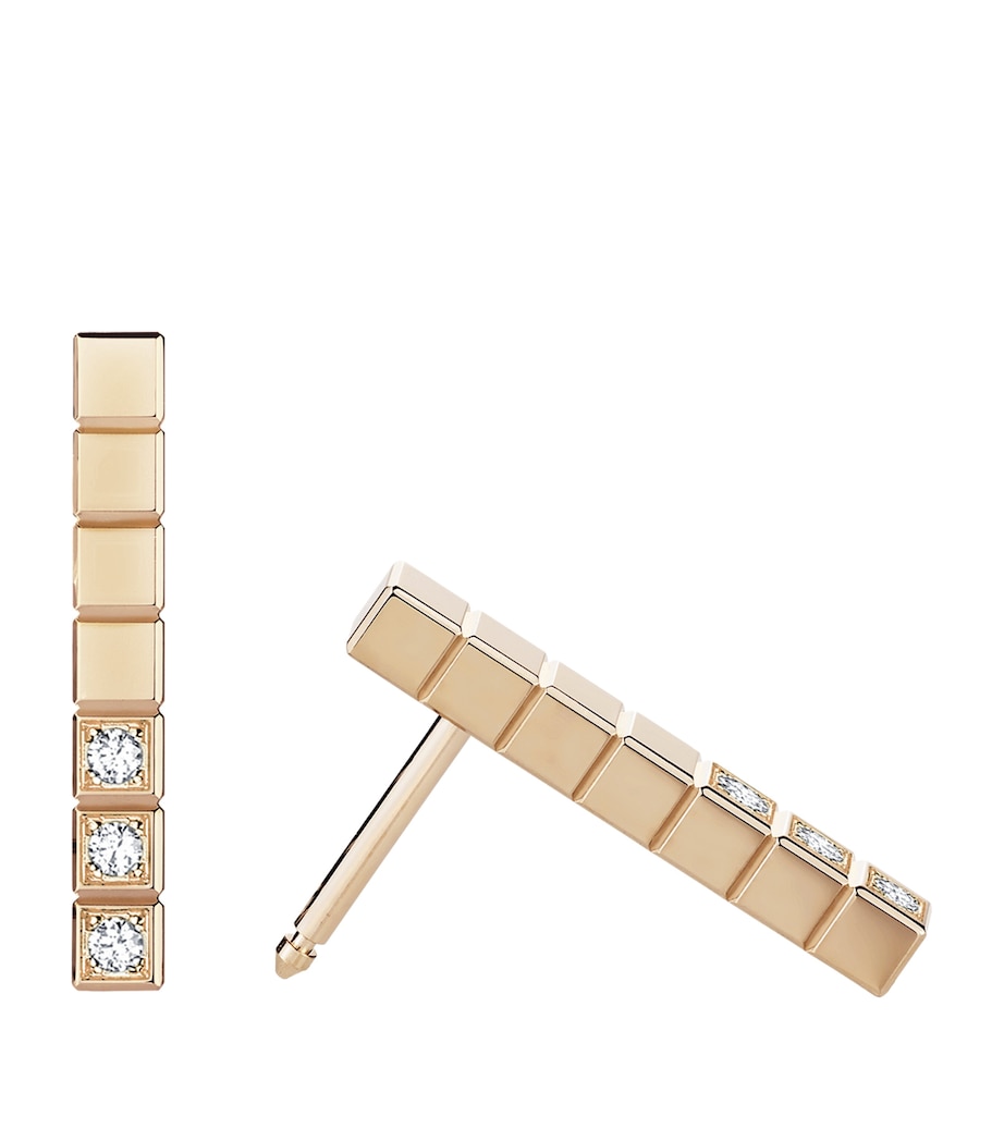 Rose Gold and Diamond Ice Cube Earrings 18K ROSE GOLD Image 4