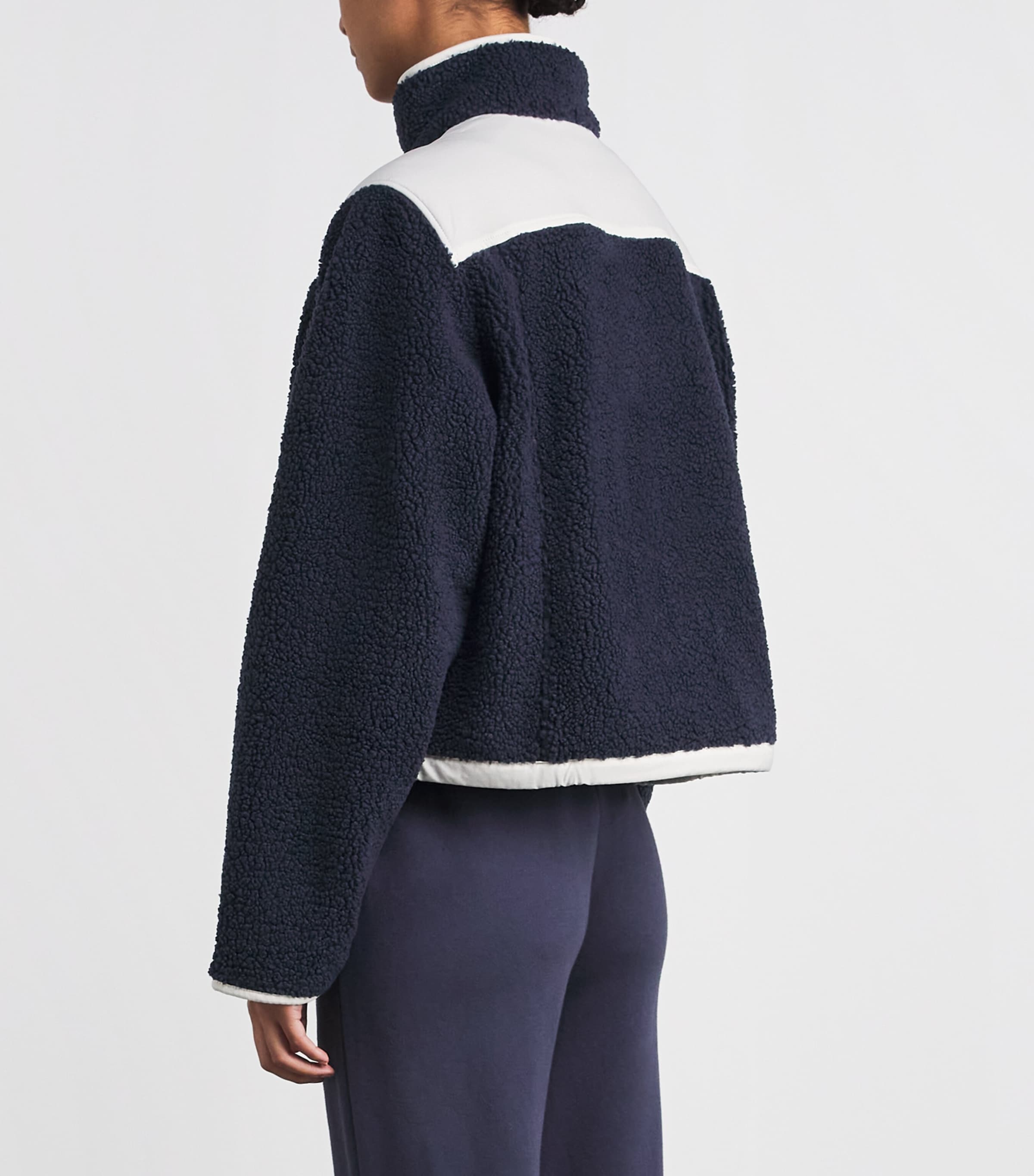 Skims Womens Faux Shearling Teddy Zip-Up Jacket Navy Image 5