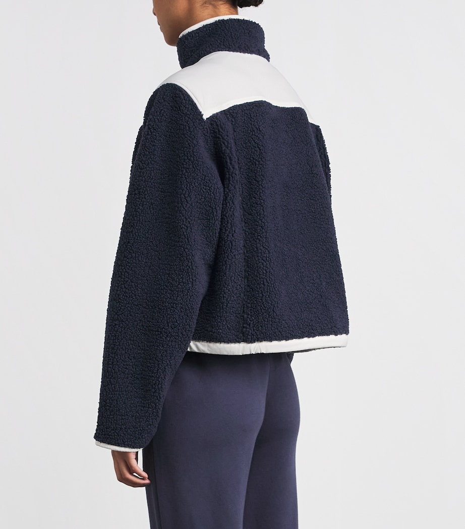 Skims Womens Faux Shearling Teddy Zip-Up Jacket Navy Image 5