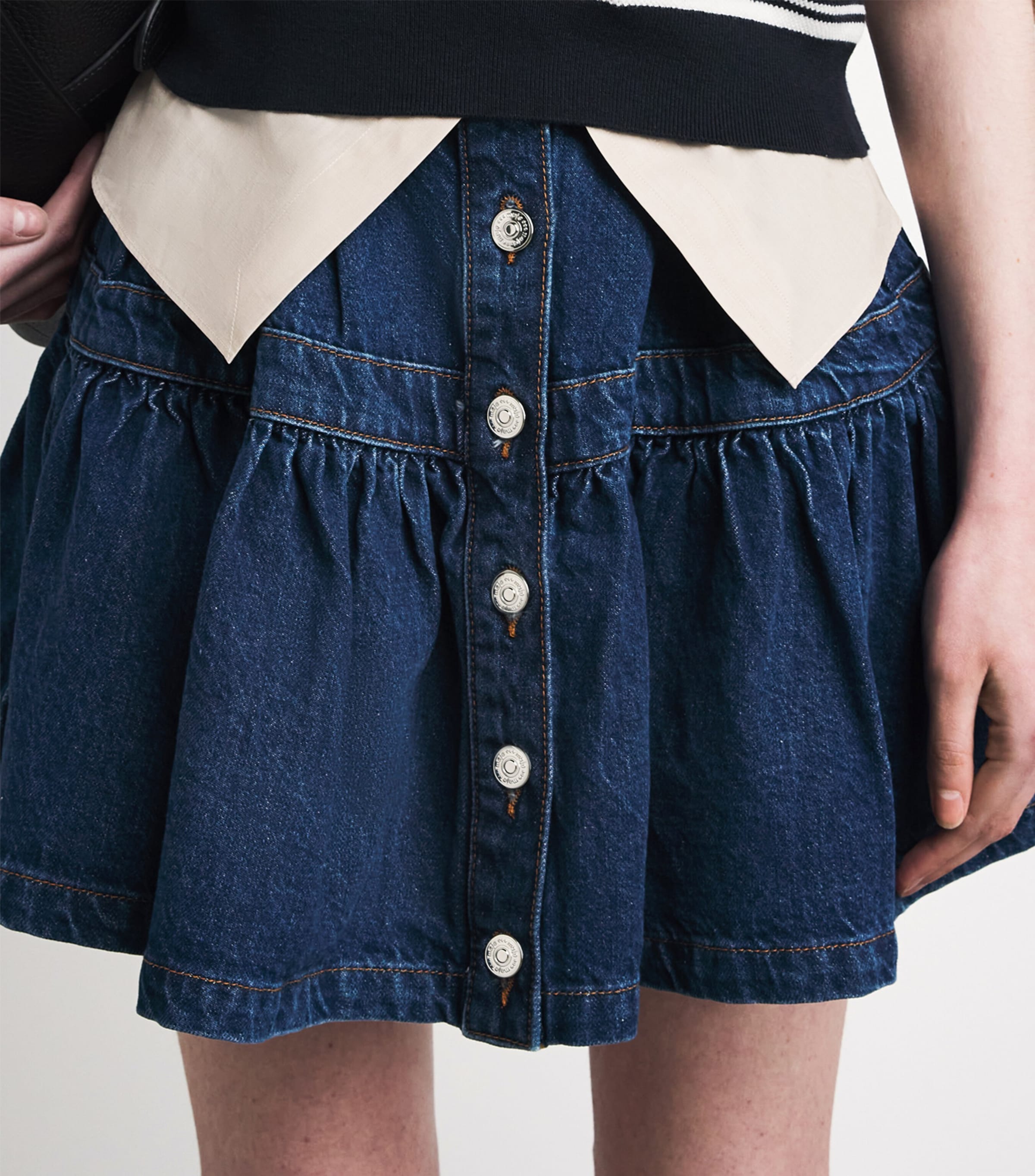 Maje Womens Denim Button-Detail Mini Skirt Blue Image 3
