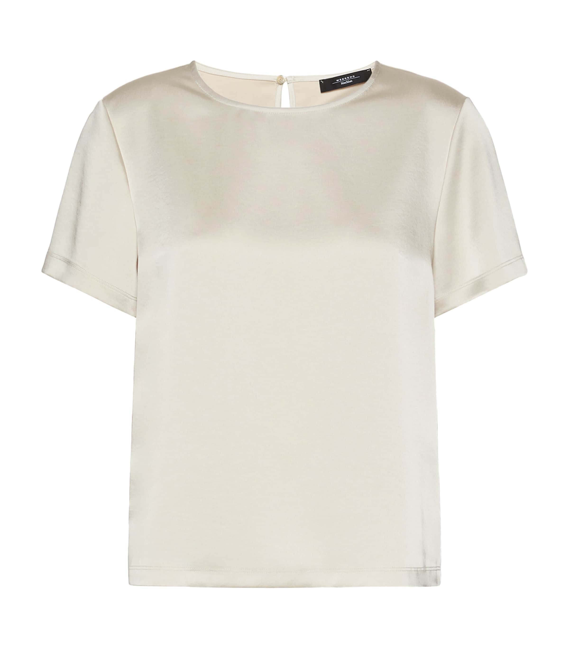 Weekend Max Mara Womens Satin Short-Sleeve Blouse Ivory Image 1