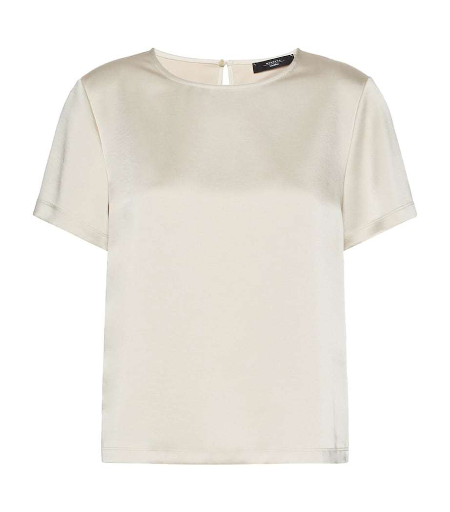 Weekend Max Mara Womens Satin Short-Sleeve Blouse Ivory Image 1