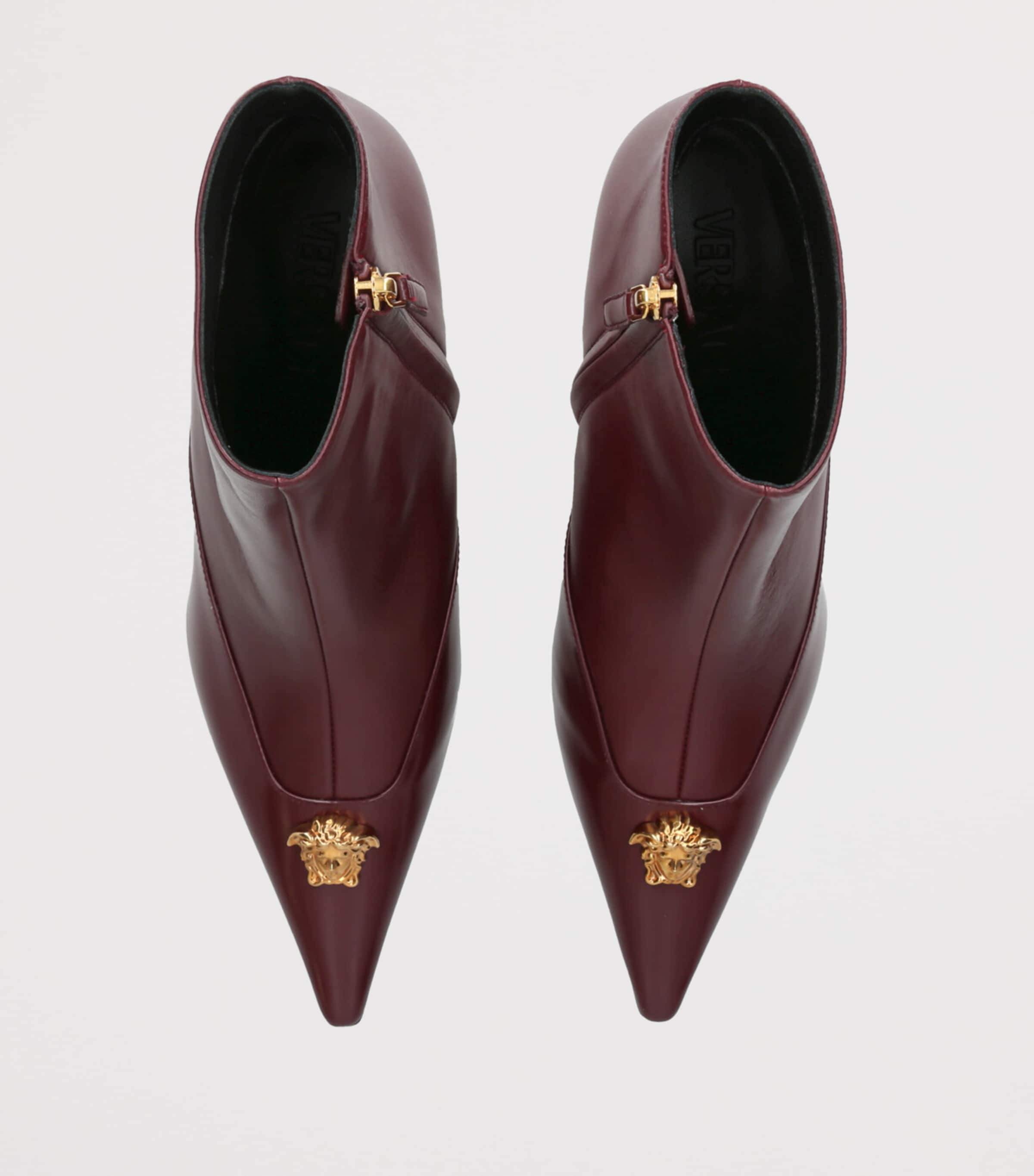 Versace Leather La Medusa Ankle Boots 55 Wine Image 4