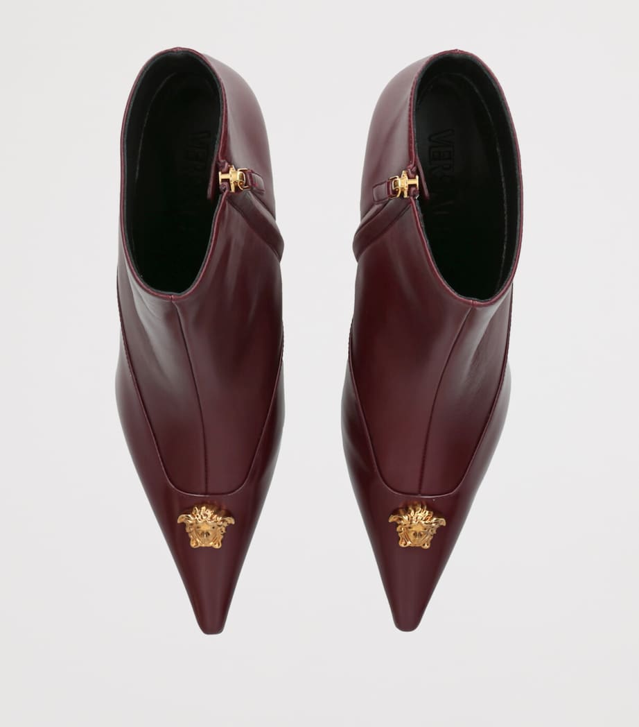 Versace Leather La Medusa Ankle Boots 55 Wine Image 4
