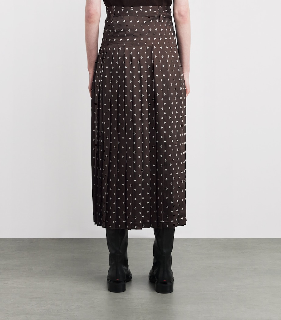 Pleated Patterned Midi Skirt BROWN / WHITE Image 4