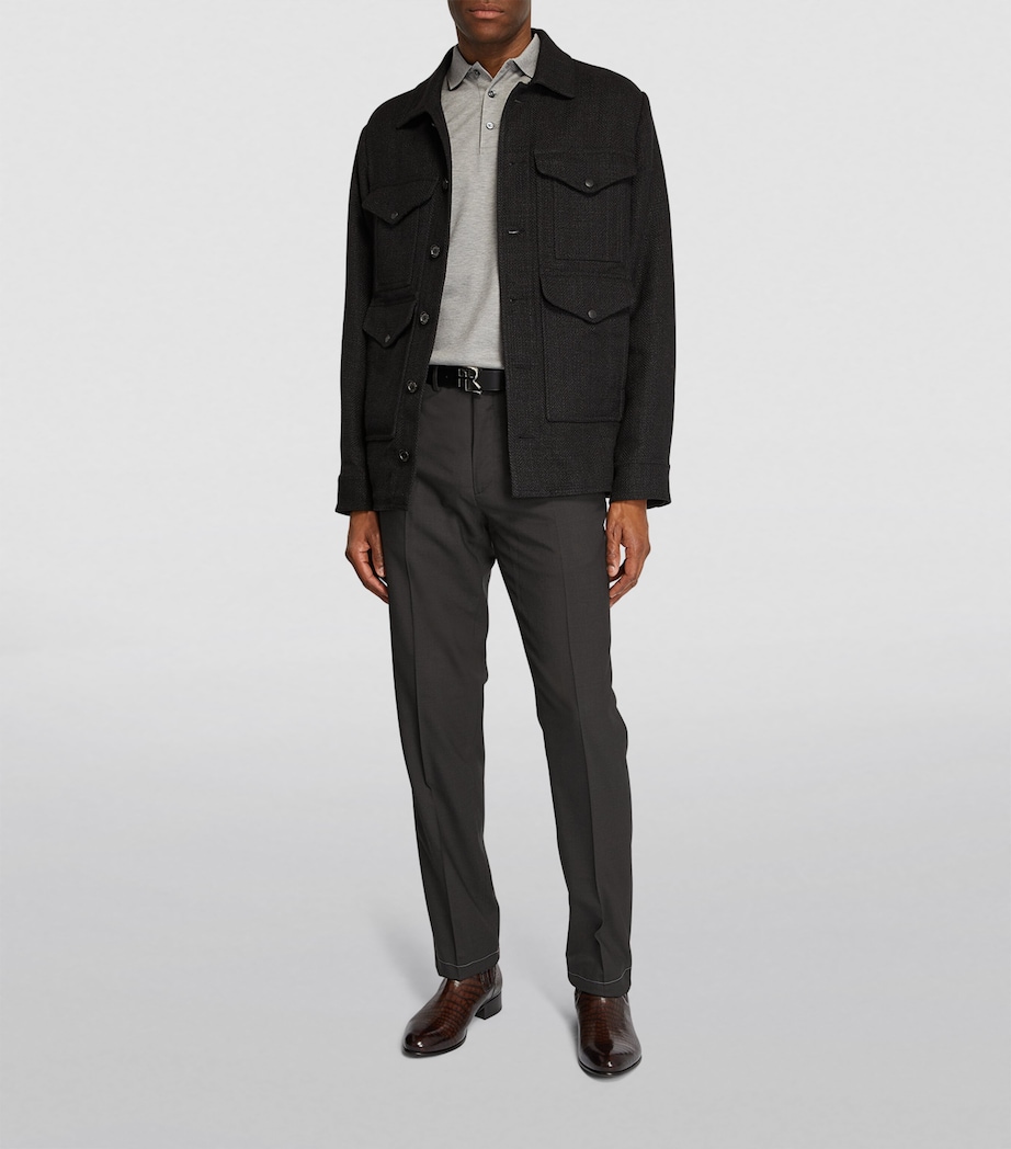 Ralph Lauren Purple Label Mens Wool Serge Trousers Charcol Image 2