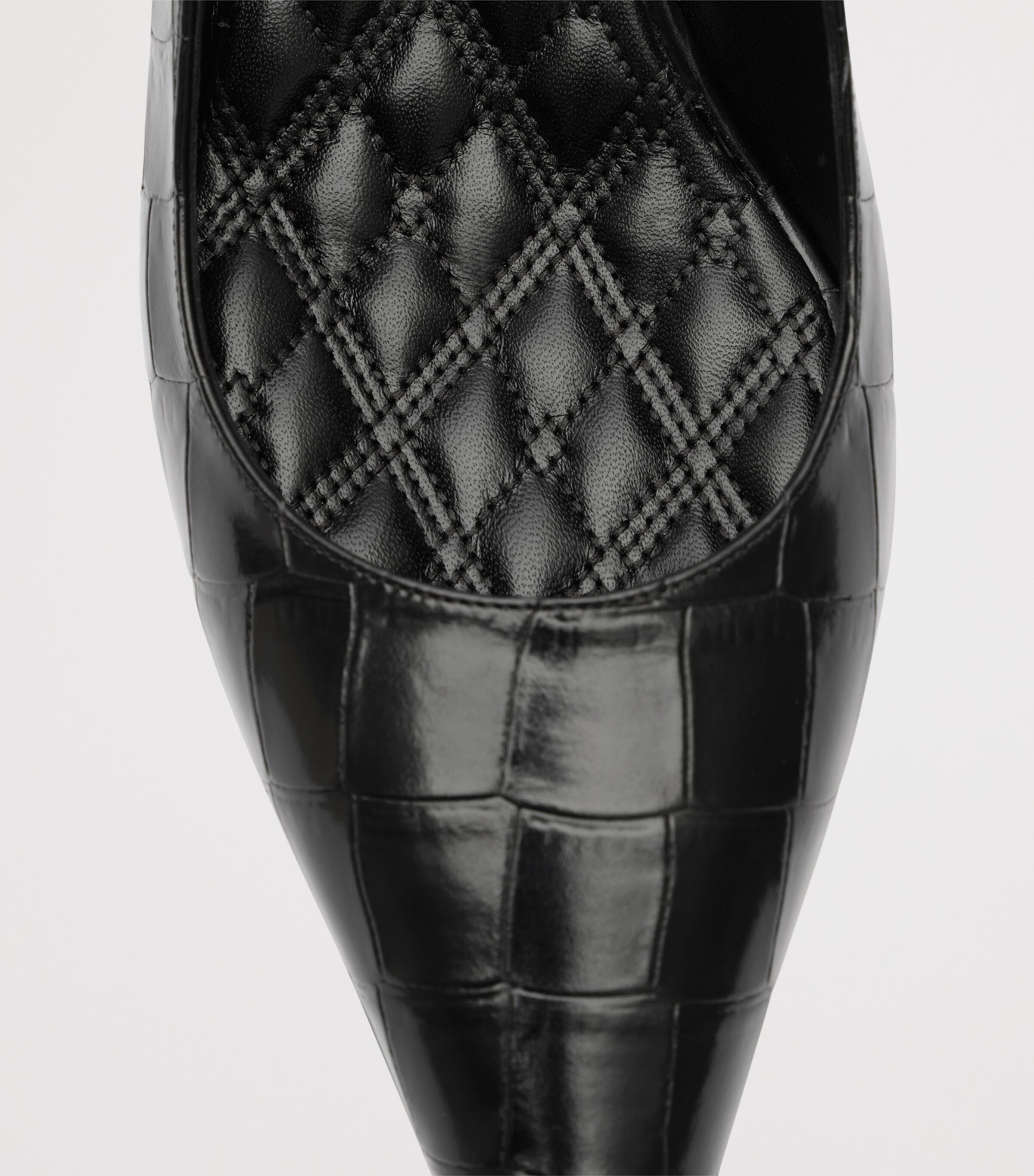 Burberry Leather Croc-Embossed Dame Slingback Pumps 55 Black Image 6